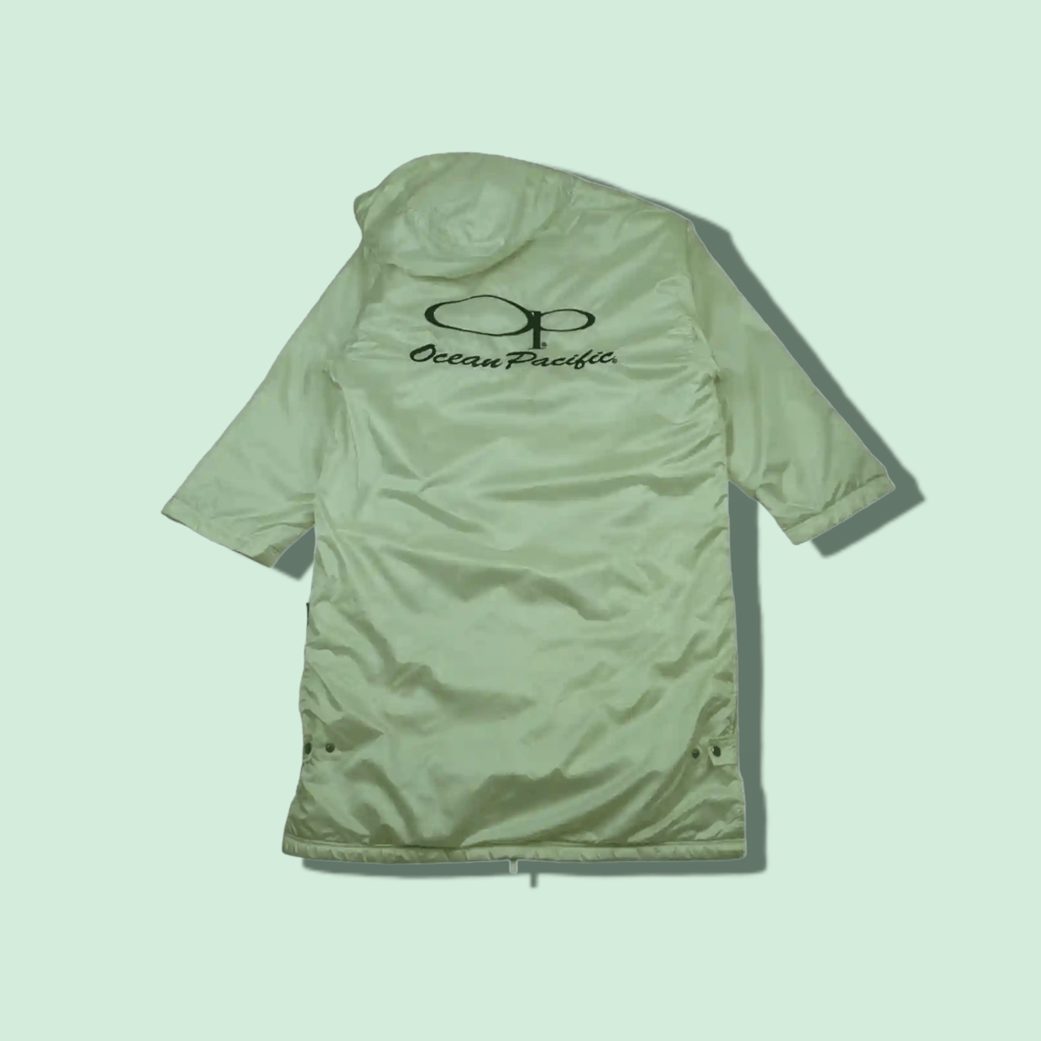 image of Ocean Pacific Windbreaker Winter Longline Parka Jacket in Silver White, Men's (Size Large)