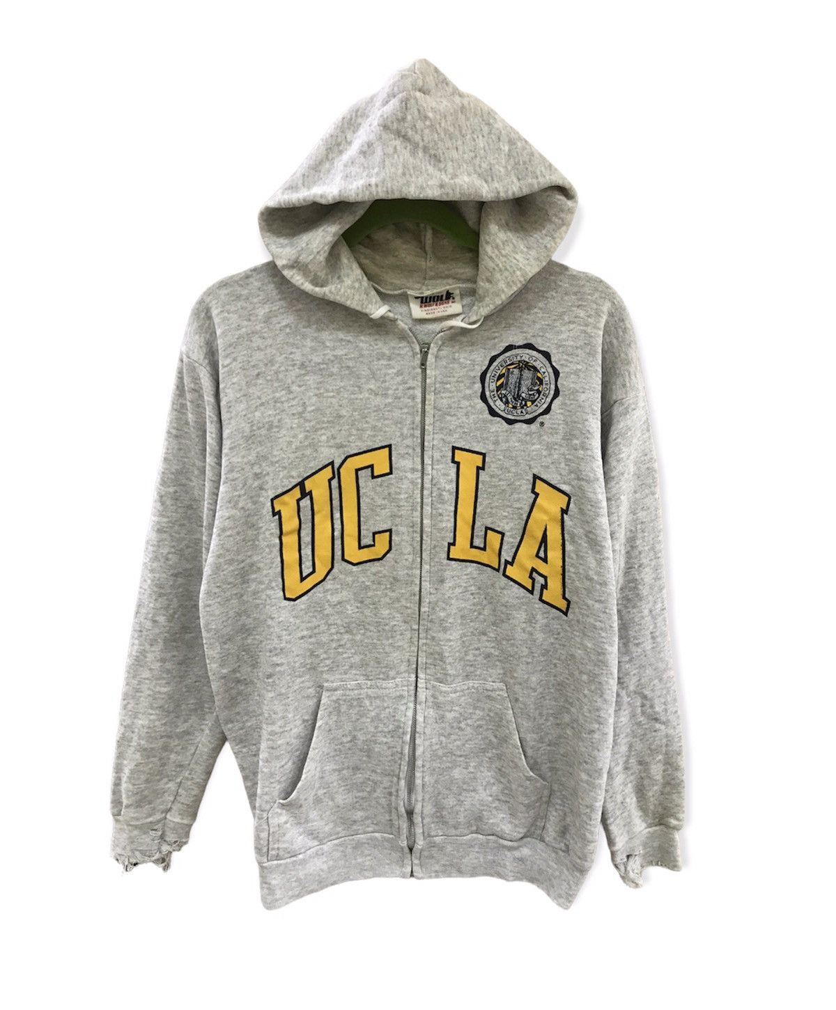 image of American College x Made In USA Vintage Ucla Spell Out Zipper Hoodie, Men's (Size Medium)