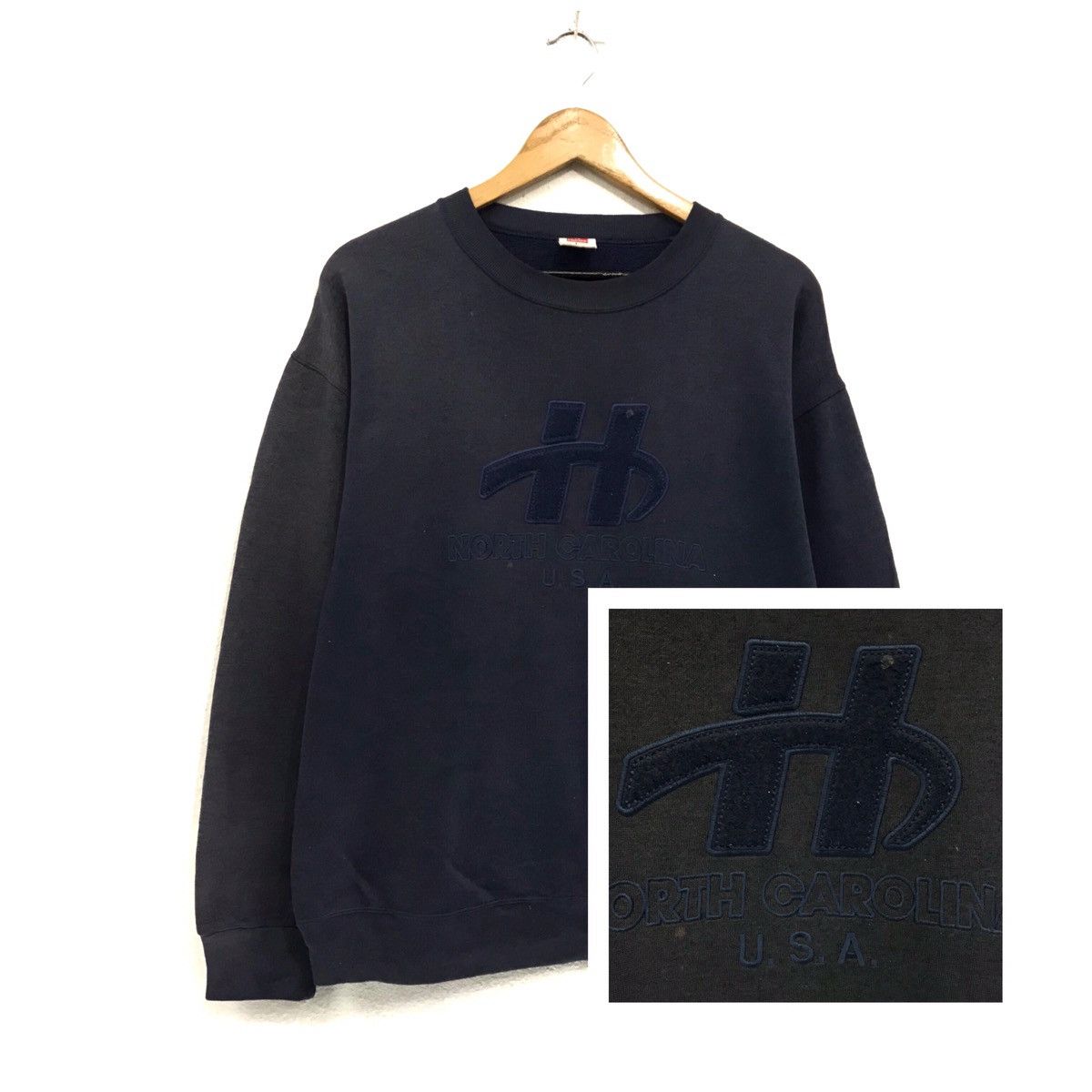 Hanes × Vintage Hanes Sweatshirt Crewneck Big Spellout North Corolina Hanes Size US M / EU 48-50 / 2 - 1 Thumbnail