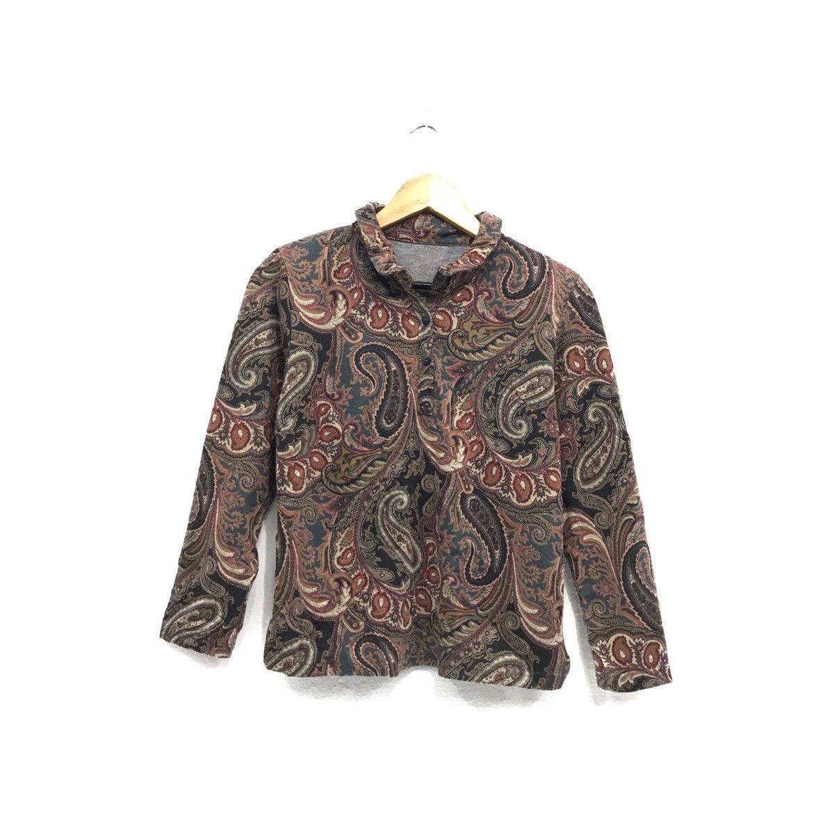 Japanese Brand × Other × Vintage Vintage Paisley Half Button Paisley Full Print Design Size US XS / EU 42 / 0 - 1 Thumbnail