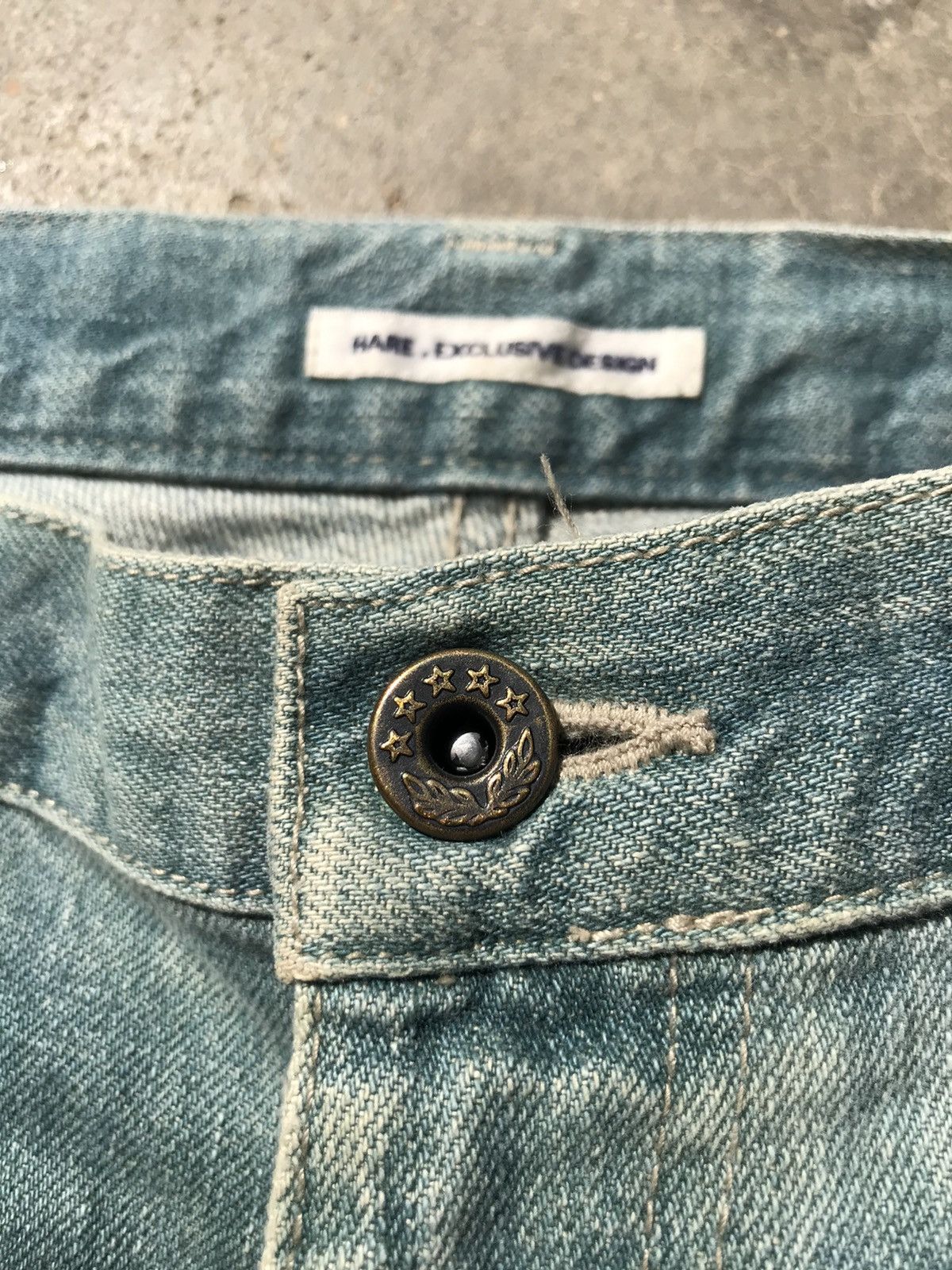HARE × Japanese Brand hare exclusive design twisted legs stylish faded denim Size US 34 / EU 50 - 5 Thumbnail
