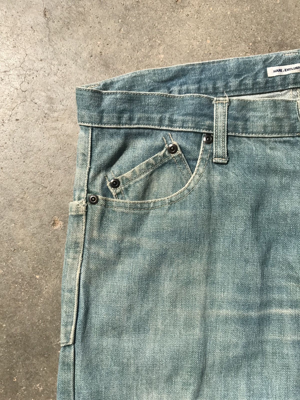 HARE × Japanese Brand hare exclusive design twisted legs stylish faded denim Size US 34 / EU 50 - 6 Thumbnail