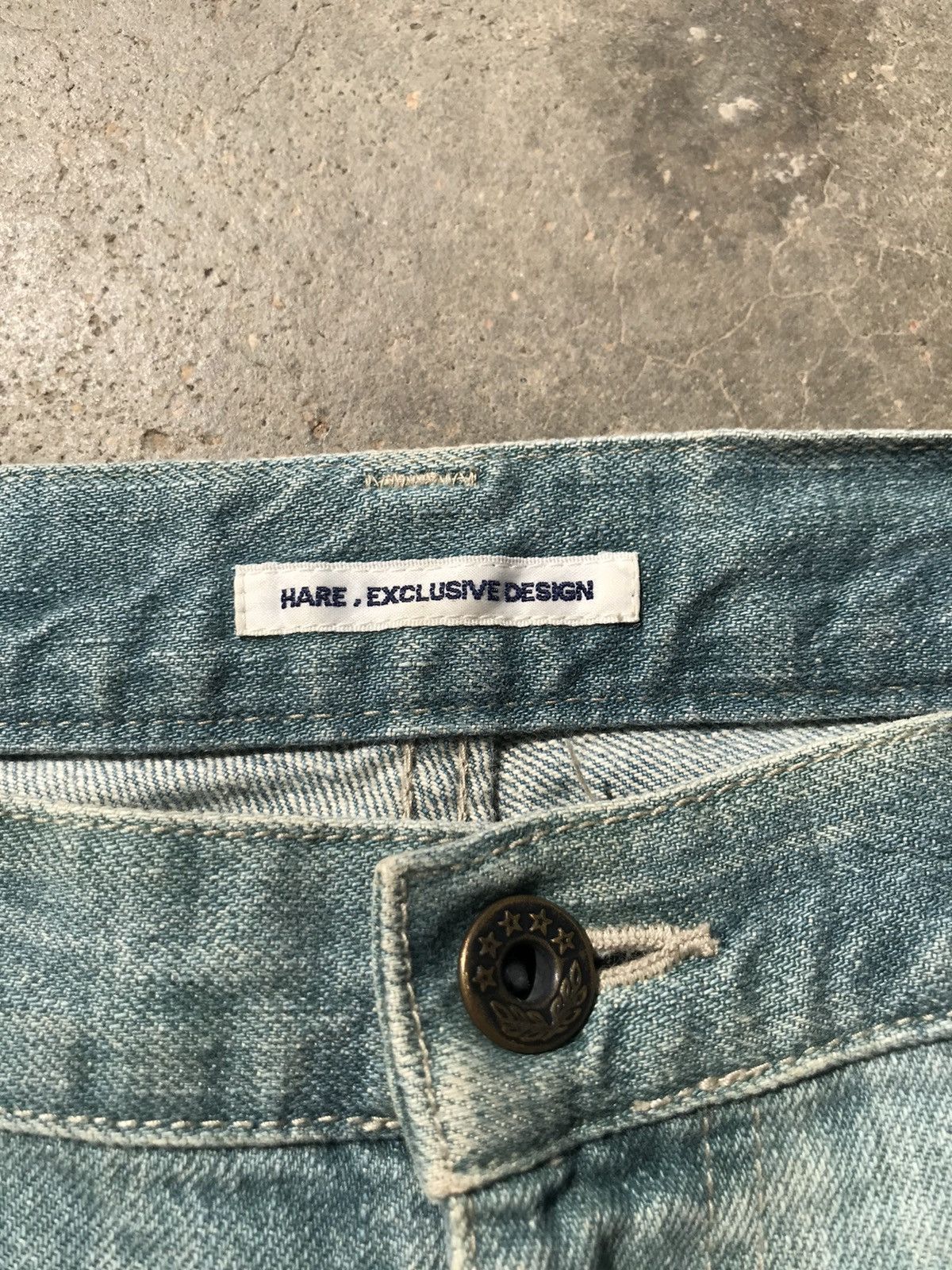 HARE × Japanese Brand hare exclusive design twisted legs stylish faded denim Size US 34 / EU 50 - 4 Thumbnail