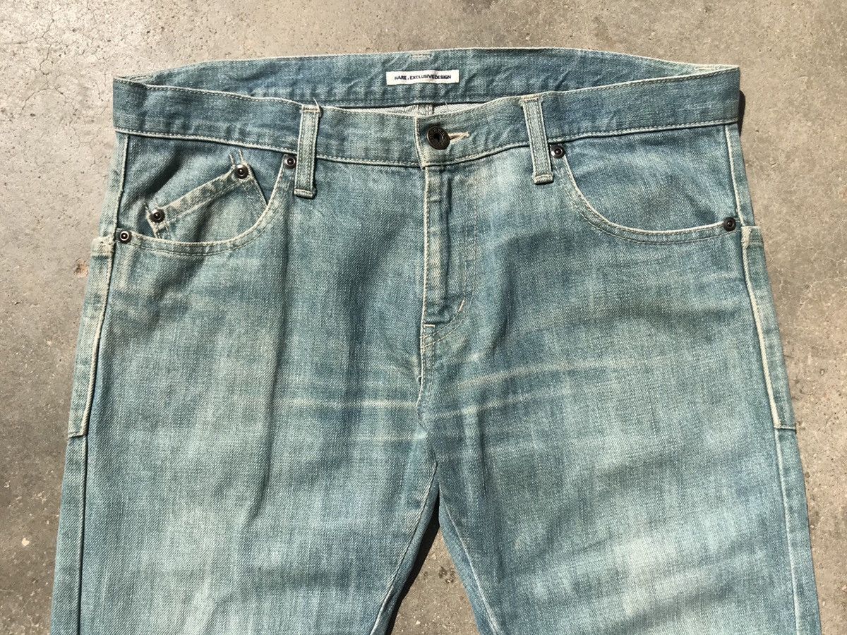 HARE × Japanese Brand hare exclusive design twisted legs stylish faded denim Size US 34 / EU 50 - 3 Thumbnail