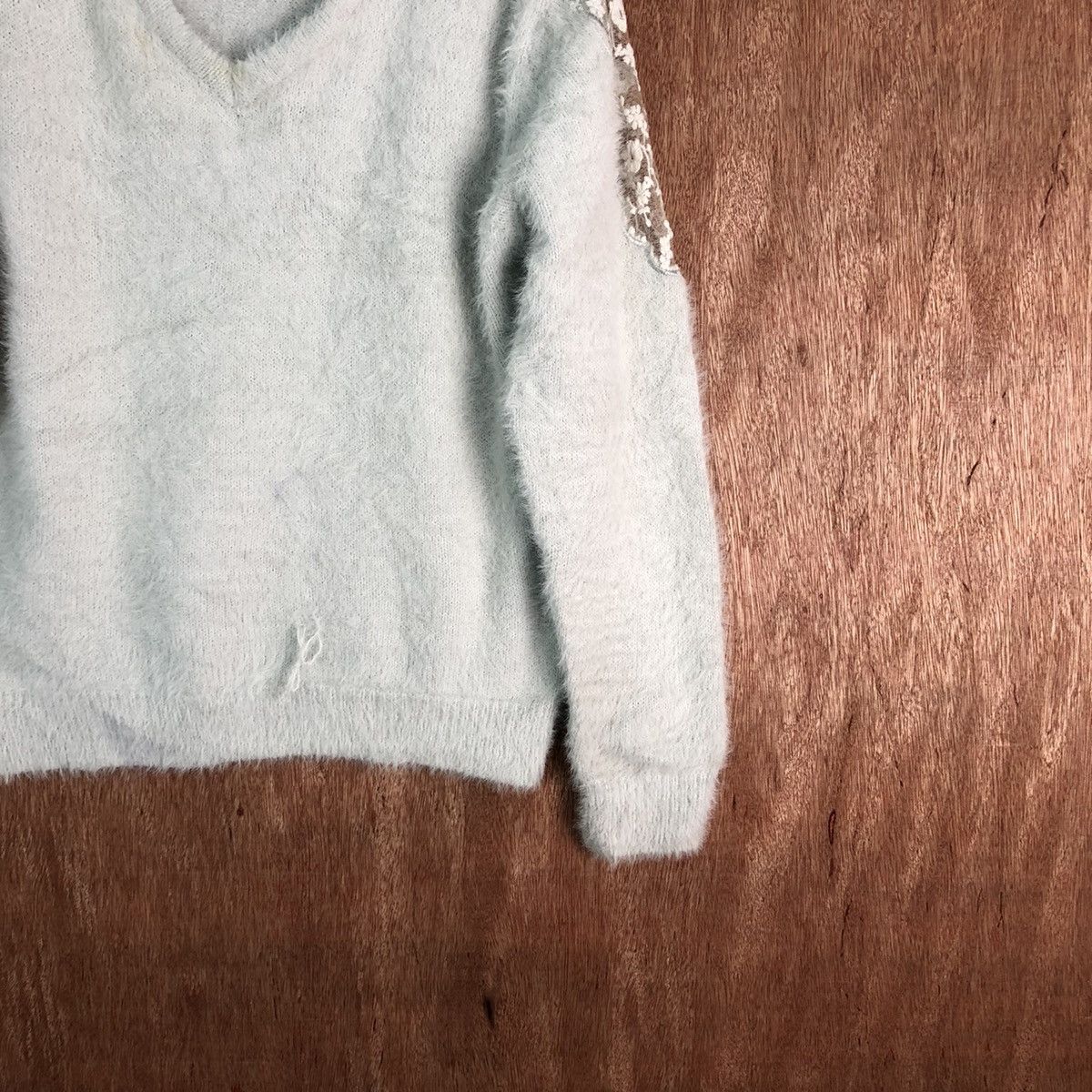 Homespun Knitwear Ingni Green Soft Shag Shaggy Fur Mohair Knitwear #6559 Size US S / EU 44-46 / 1 - 5 Thumbnail