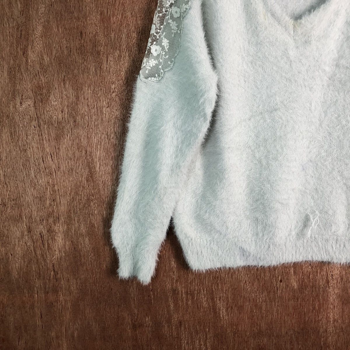Homespun Knitwear Ingni Green Soft Shag Shaggy Fur Mohair Knitwear #6559 Size US S / EU 44-46 / 1 - 4 Thumbnail