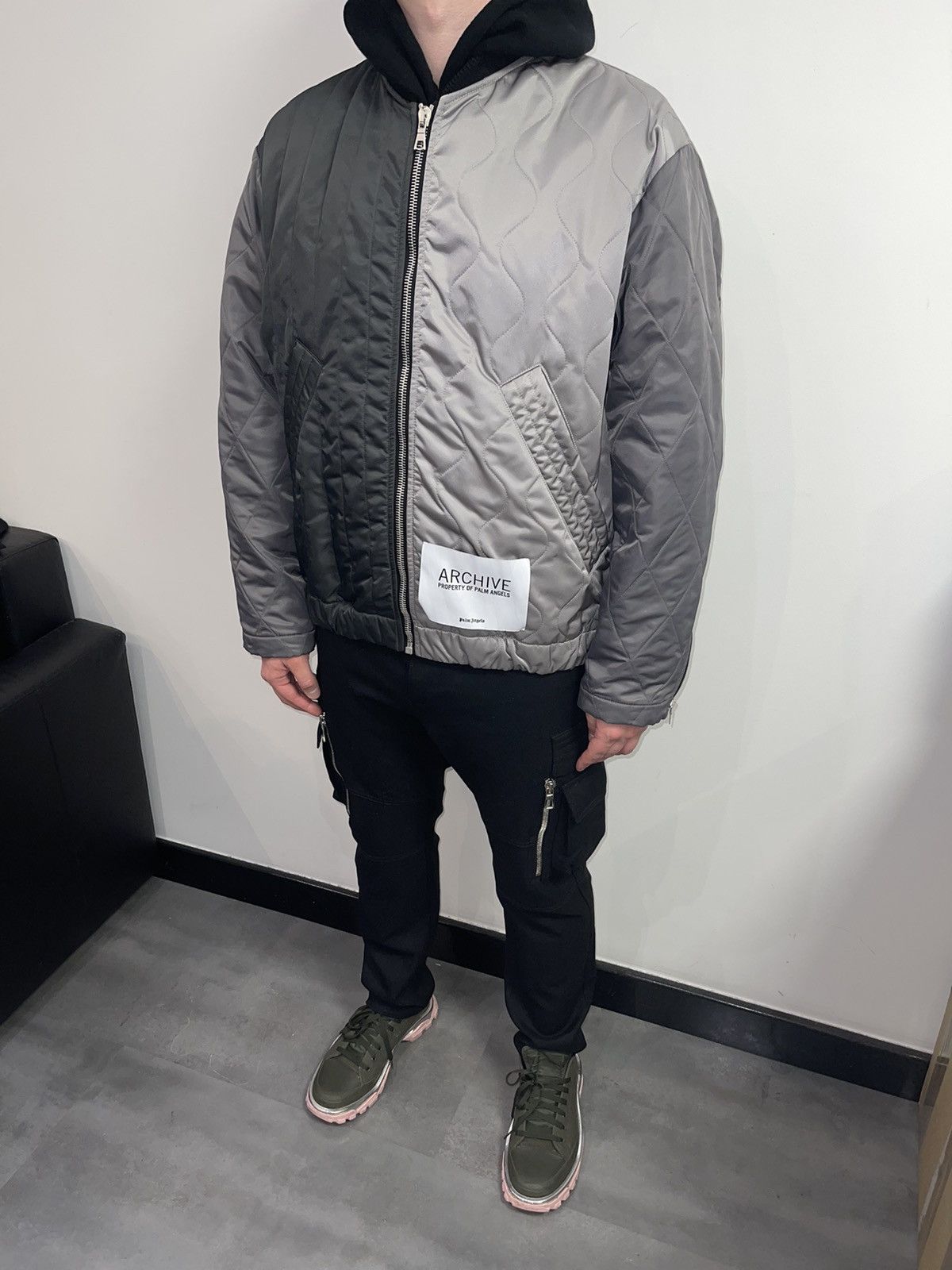 Palm Angels Palm Angels "Property" Big Logo Technical Bomber Jacket Size US L / EU 52-54 / 3 - 9 Thumbnail