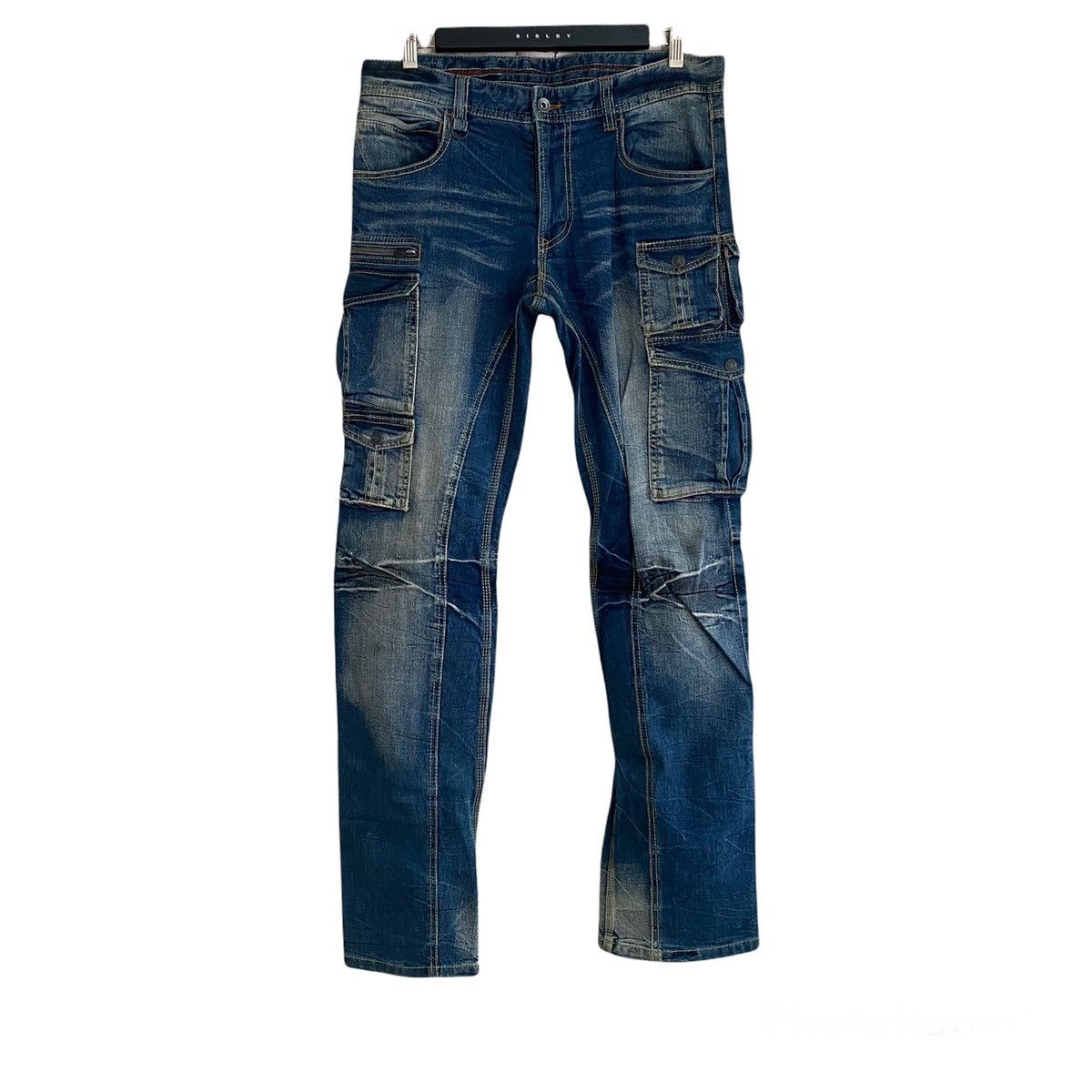 Nicole Club Japan Nicole Club For Men Denim Cargo Flares Pants Faded Size US 34 / EU 50 - 1 Thumbnail