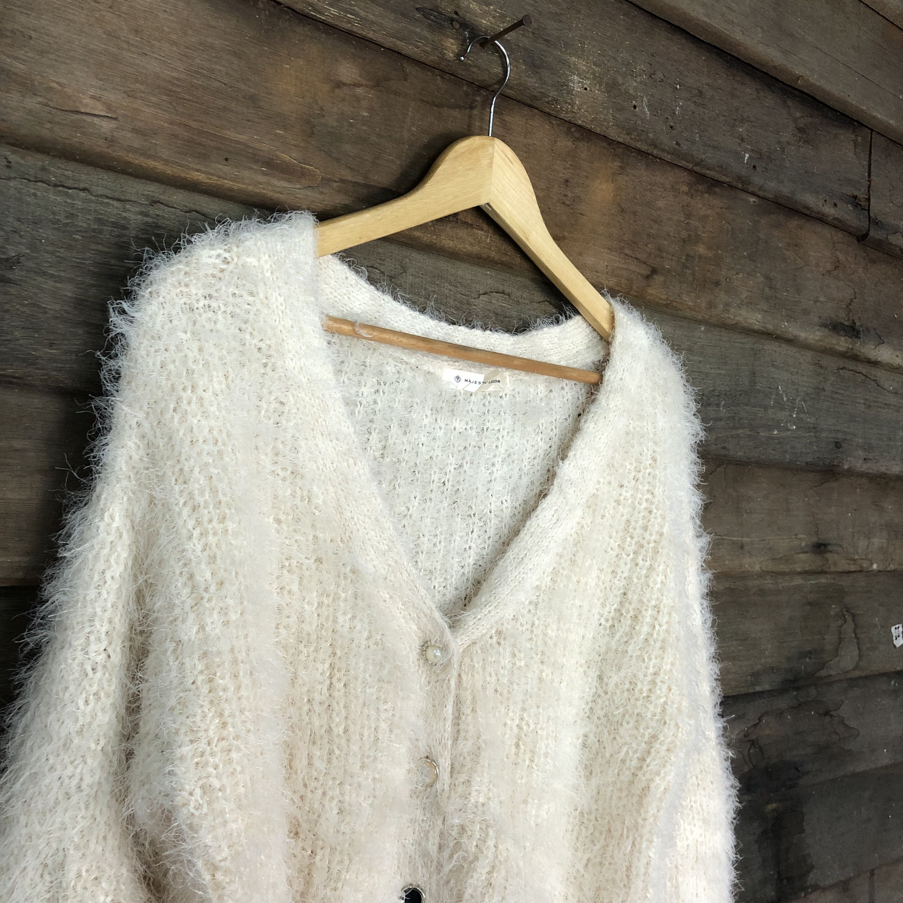 Aran Isles Knitwear × Homespun Knitwear × Majestic Oversized Majestic Shag Shaggy Fur Mohair Cardigan #718 Size M / US 6-8 / IT 42-44 - 6 Thumbnail