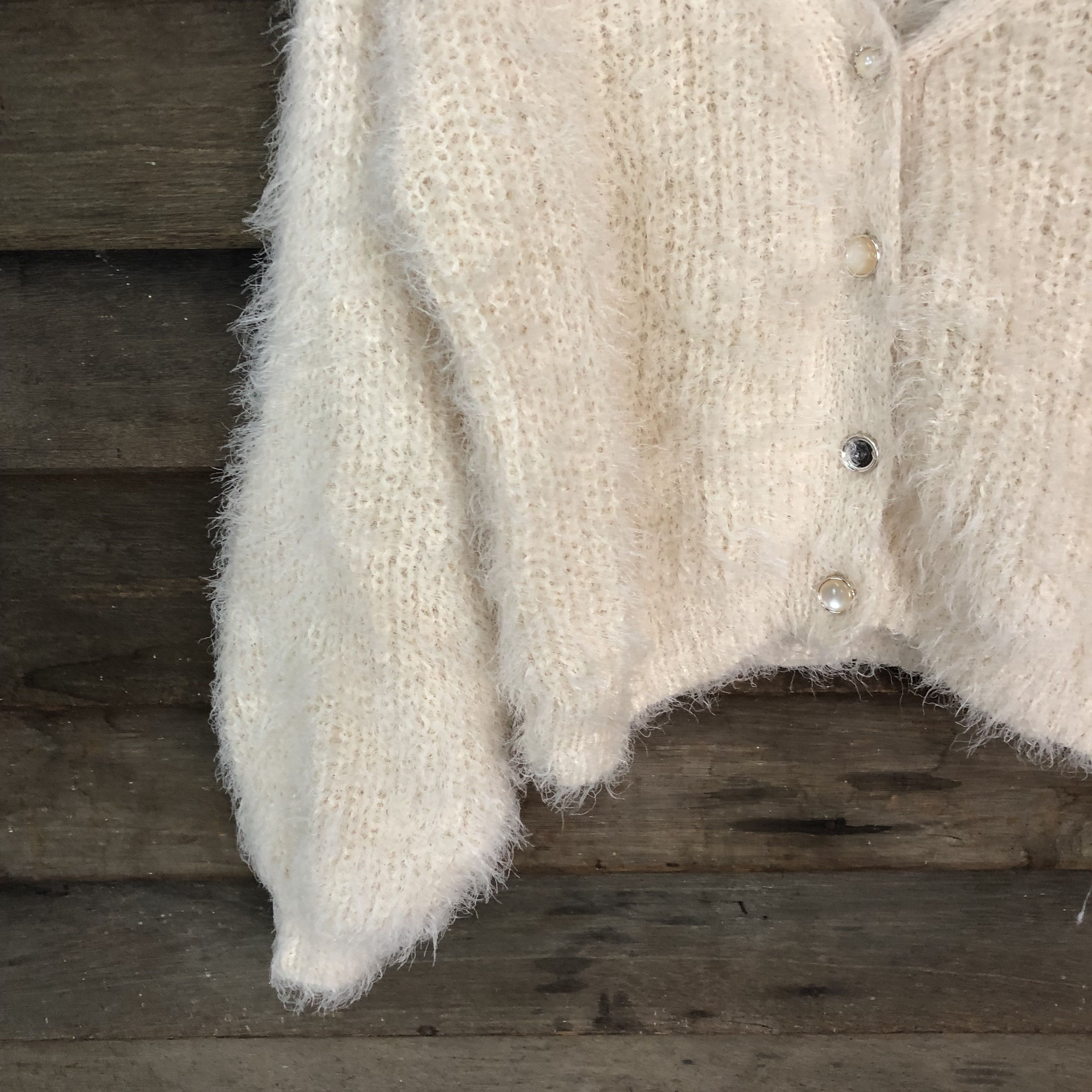 Aran Isles Knitwear × Homespun Knitwear × Majestic Oversized Majestic Shag Shaggy Fur Mohair Cardigan #718 Size M / US 6-8 / IT 42-44 - 4 Thumbnail