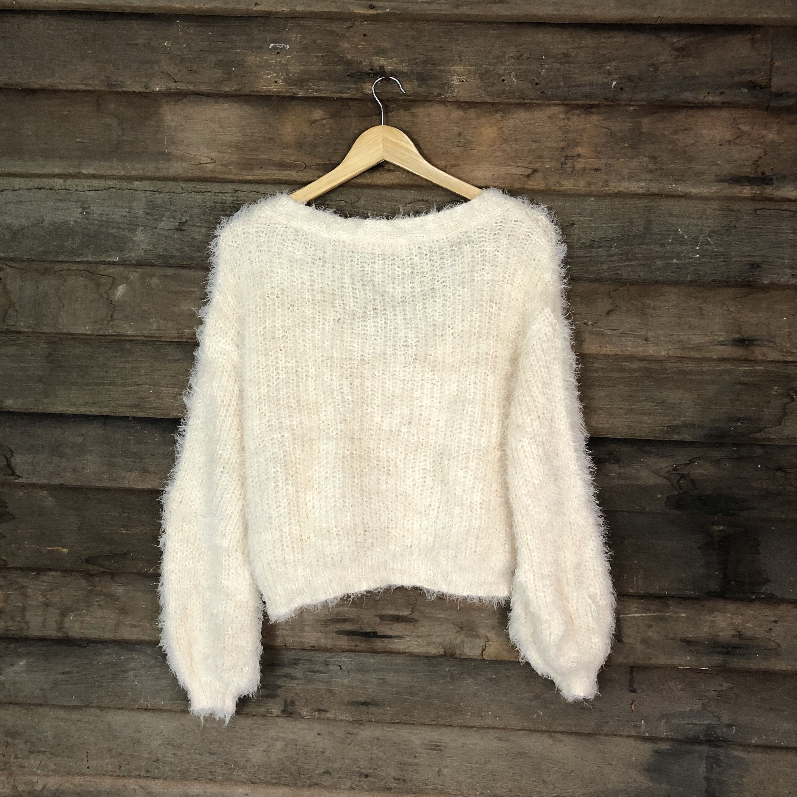 Aran Isles Knitwear × Homespun Knitwear × Majestic Oversized Majestic Shag Shaggy Fur Mohair Cardigan #718 Size M / US 6-8 / IT 42-44 - 10 Thumbnail