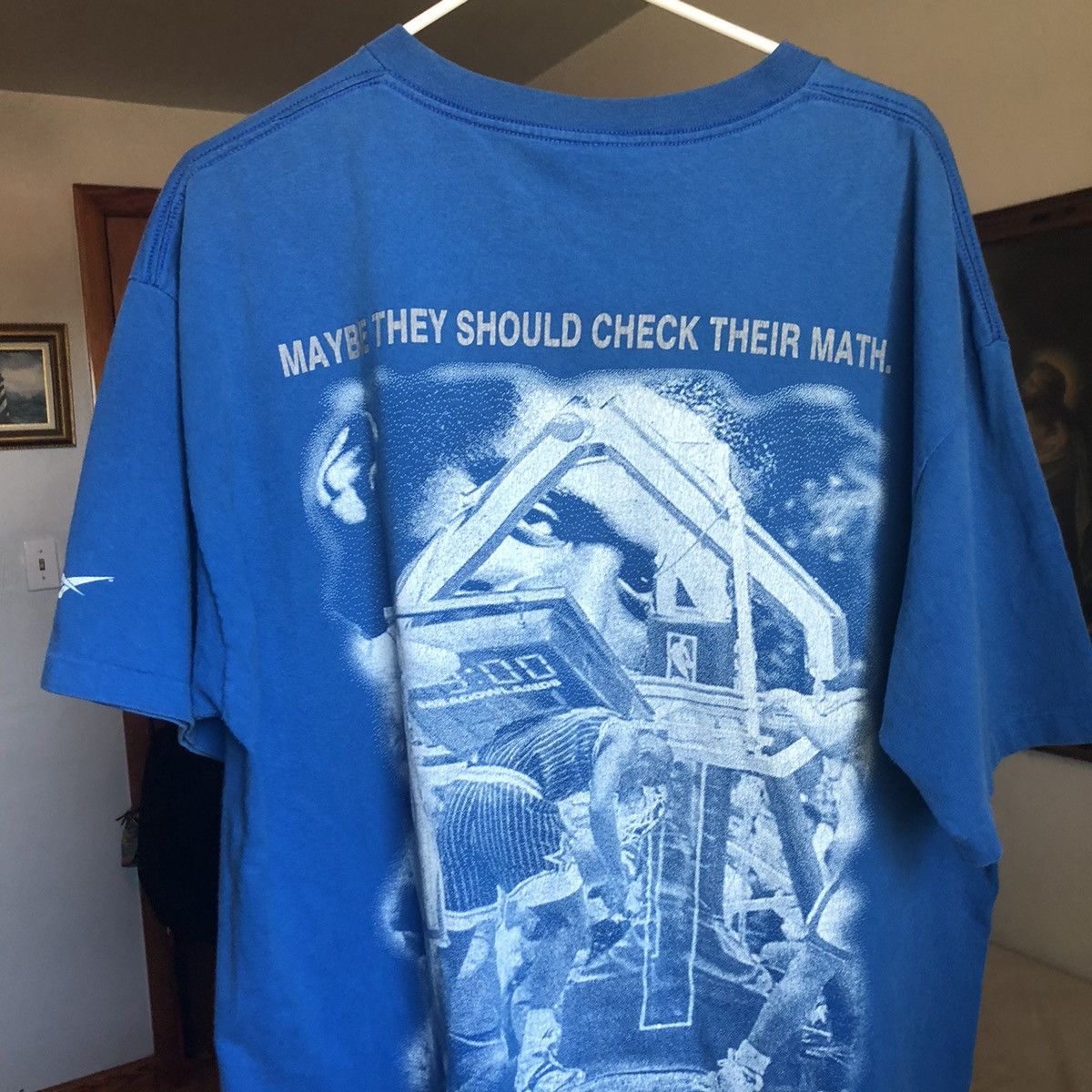 Reebok Vintage 1990s Shaquille ONeal Shaqproof Check Their Math Tee Size US XL / EU 56 / 4 - 1 Thumbnail