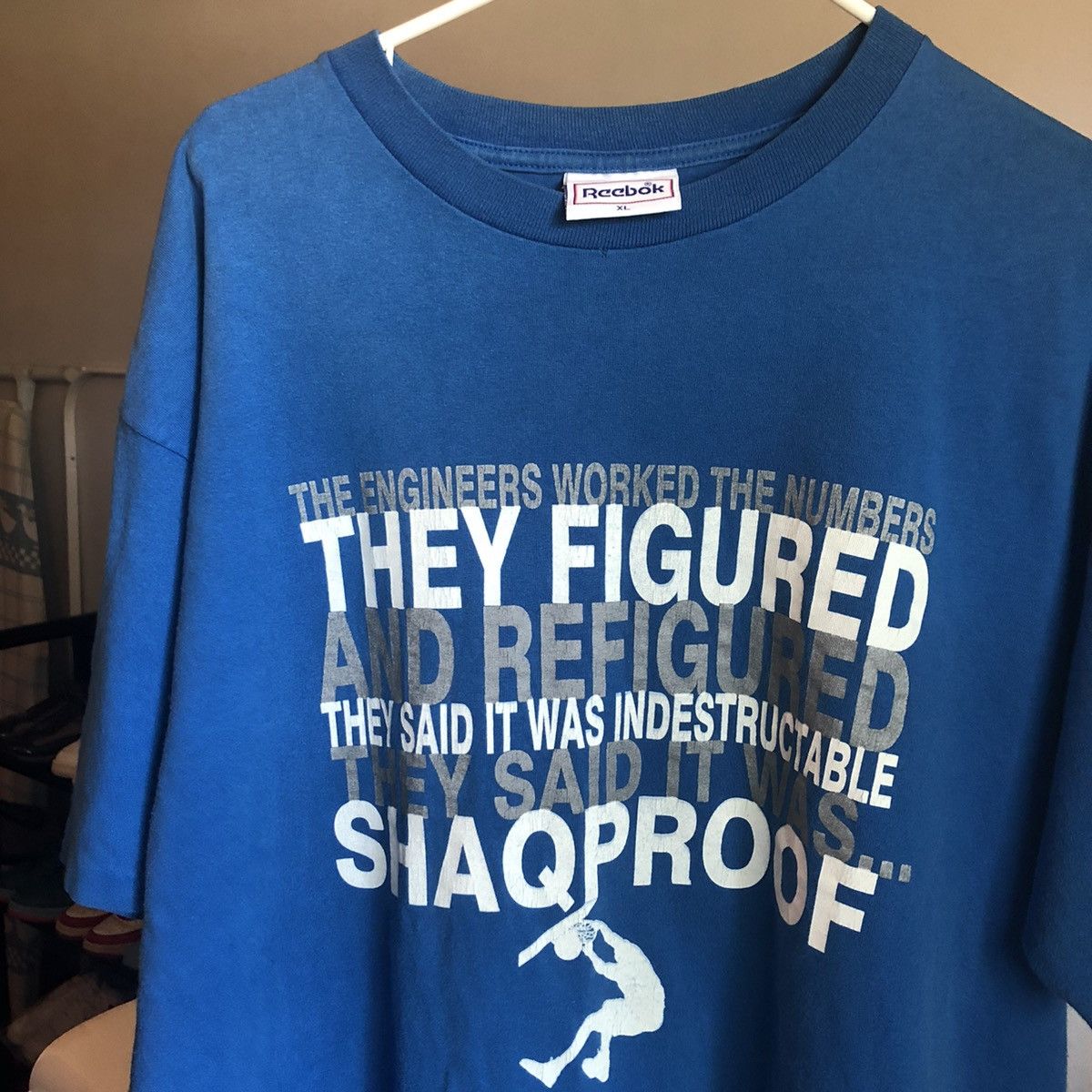 Reebok Vintage 1990s Shaquille ONeal Shaqproof Check Their Math Tee Size US XL / EU 56 / 4 - 2 Thumbnail