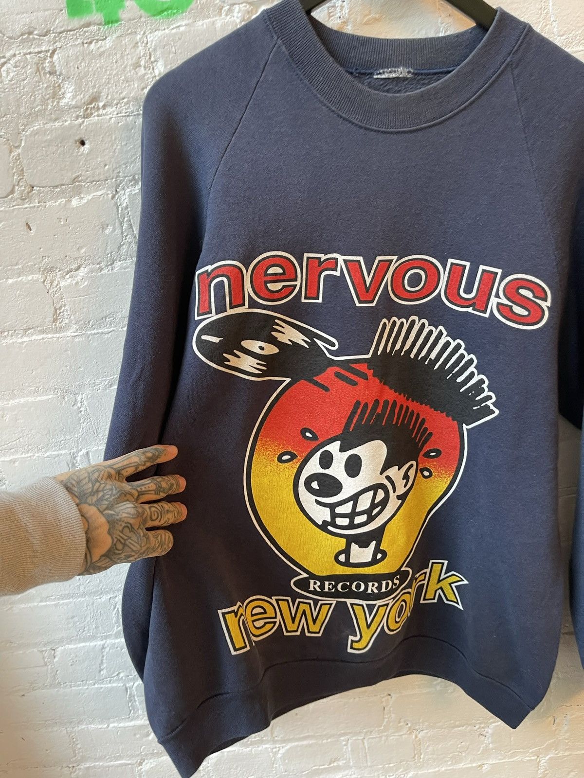 Vintage Vintage 90s NERVOUS RECORDS NYC Sweater XL Size US XL / EU 56 / 4 - 3 Thumbnail