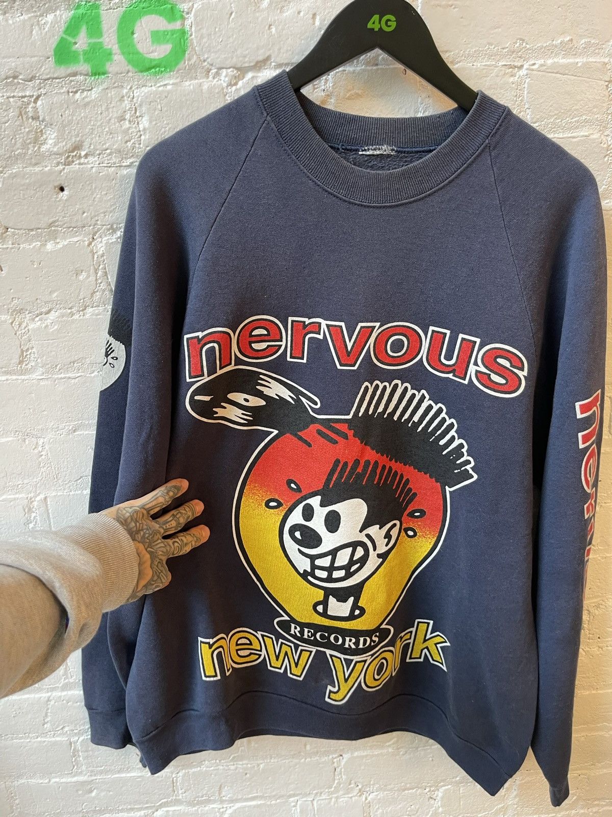 Vintage Vintage 90s NERVOUS RECORDS NYC Sweater XL Size US XL / EU 56 / 4 - 2 Thumbnail
