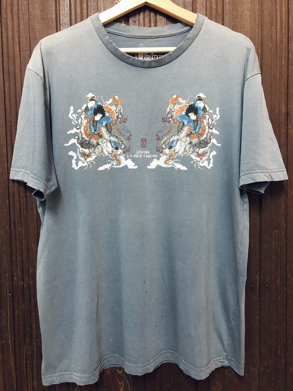 Japanese Brand Rare! Ronin Japan Streetwear Ryuotaro Distress Tee Shirt Size US L / EU 52-54 / 3 - 4 Thumbnail