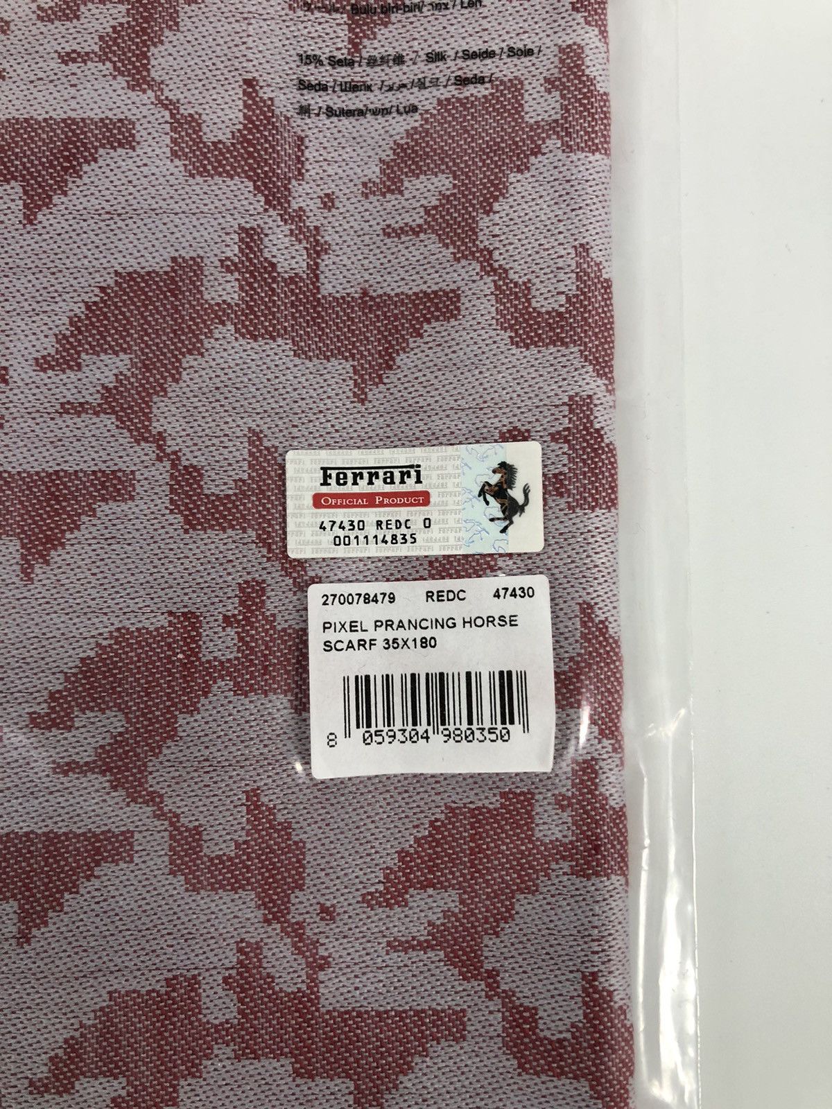 Ferrari Ferrari Red Pixel Prancing Horse Scarf Logo Size ONE SIZE - 5 Thumbnail