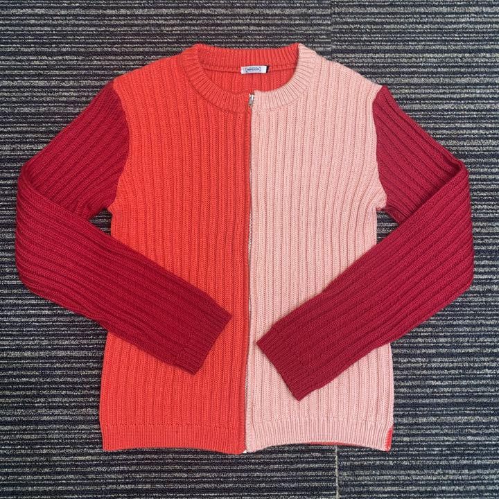 Ribbed Zip Knit Sweater