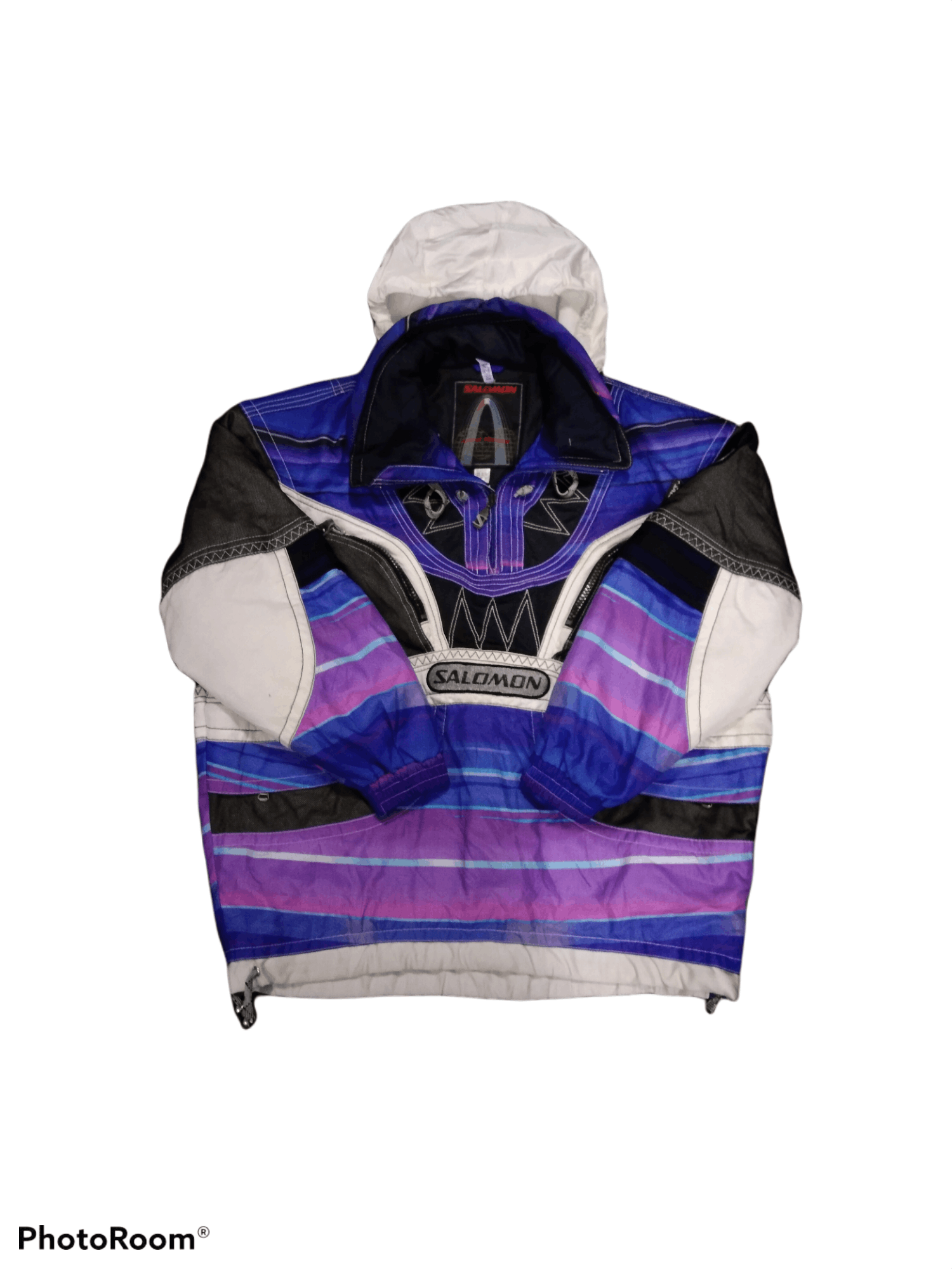 image of Salomon x Sports Specialties Multicolour Vintage Sal0Mon Ski Jacket Spellout, Men's (Size Large)