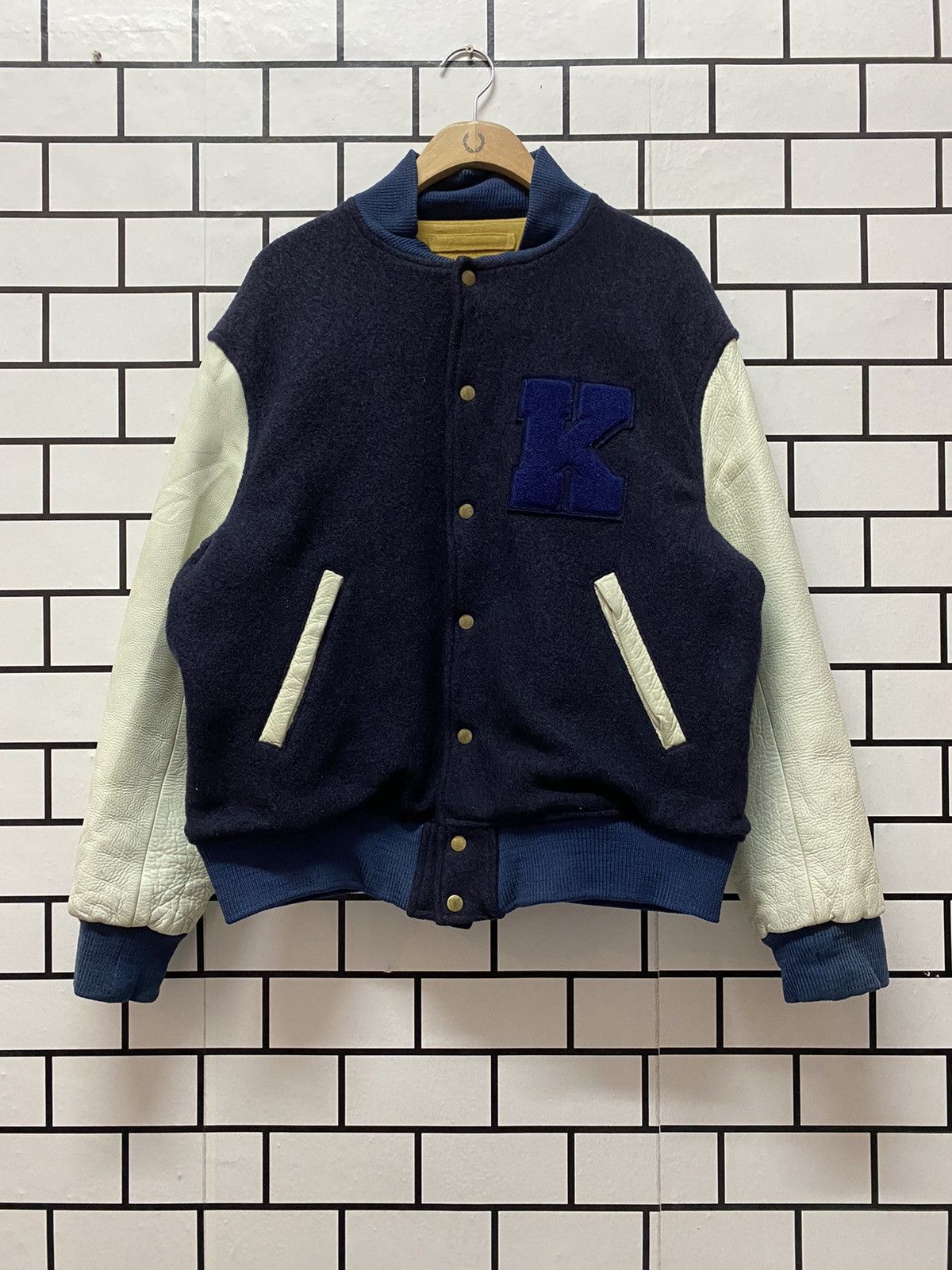 Japanese Brand × Karl Helmut × Vintage Vintage 80’s Karl Helmut Wool Leather Varsity Jacket Size US XL / EU 56 / 4 - 3 Thumbnail