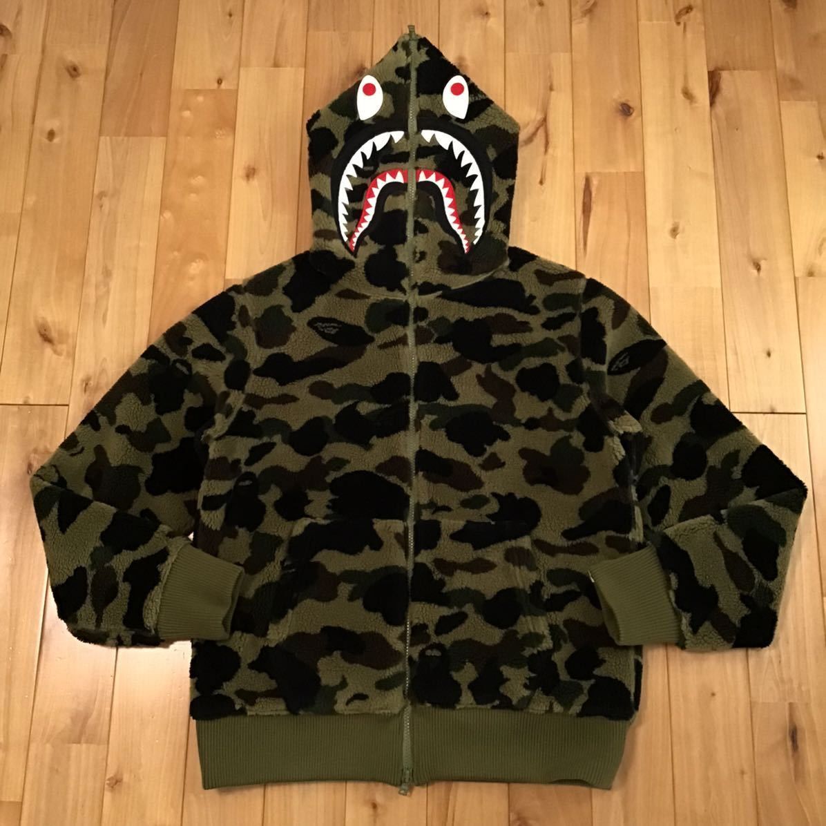 BAPE Boa Shark full zip hoodie 1st camo green a bathing ape