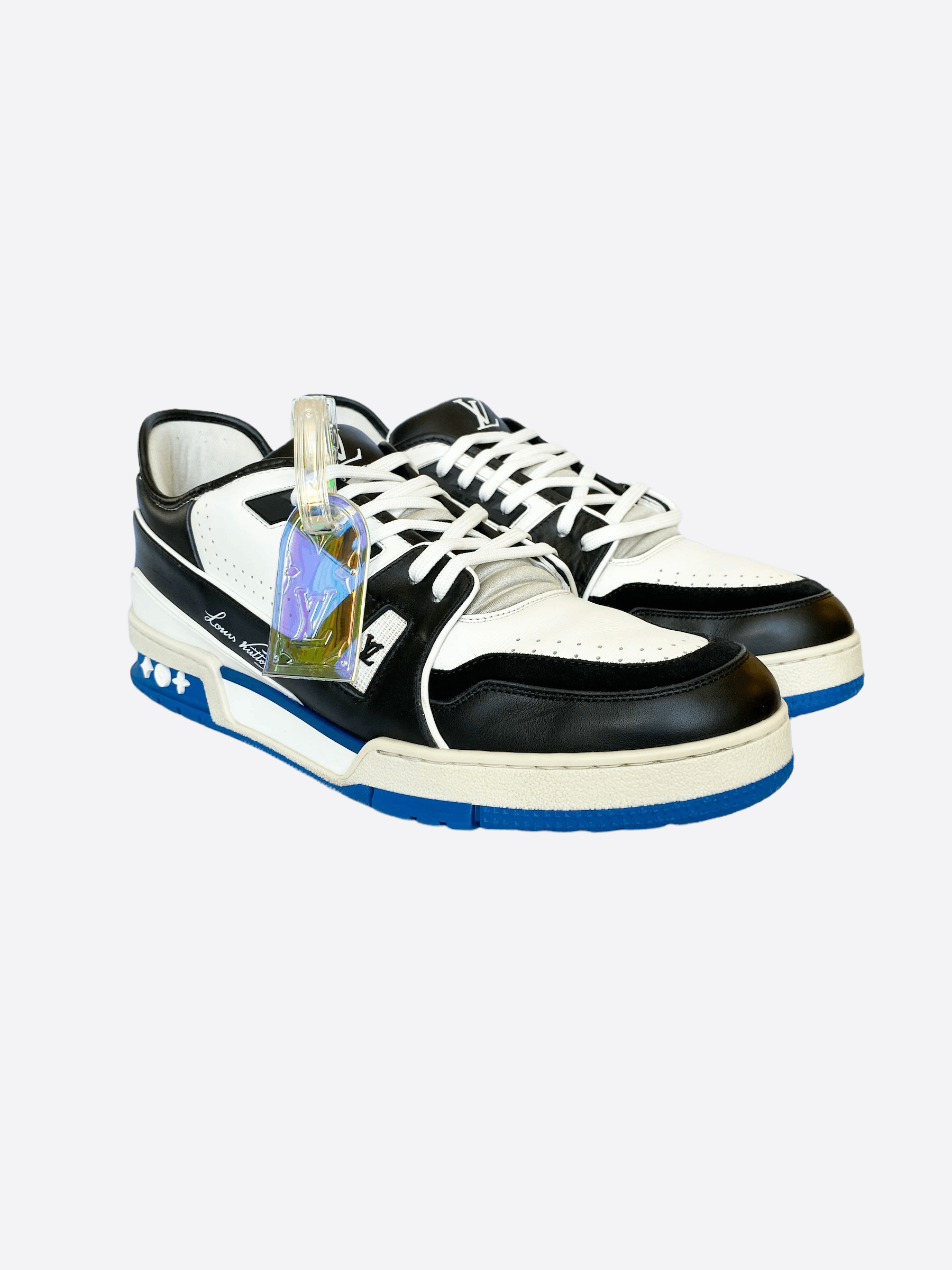 Pre-owned Louis Vuitton Lv Trainer White Ss21 In White/black/blue