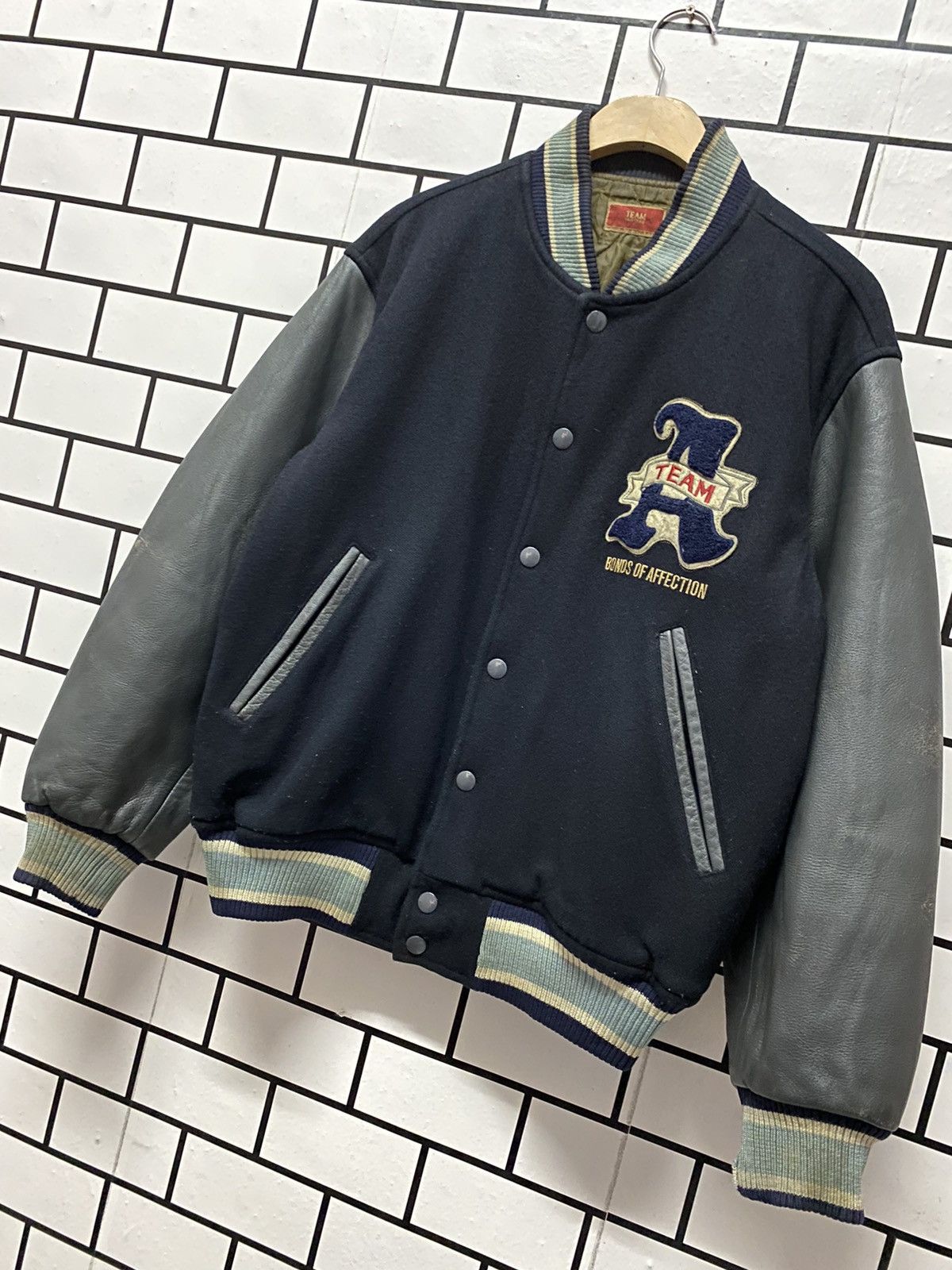 ABAHOUSE × Japanese Brand Vintage Abahouse Japan Wool Leather Varsity Jacket Size US L / EU 52-54 / 3 - 7 Thumbnail
