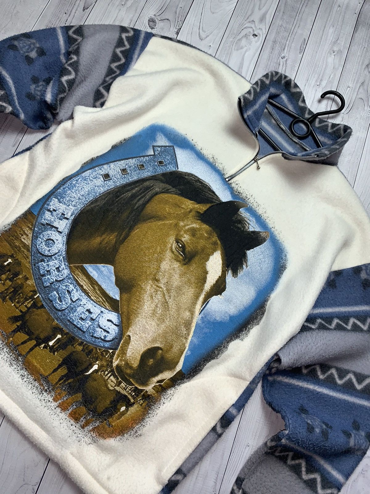 Vintage Vintage Fleece jacket Horse Wolf big logo rare Size US M / EU 48-50 / 2 - 2 Thumbnail