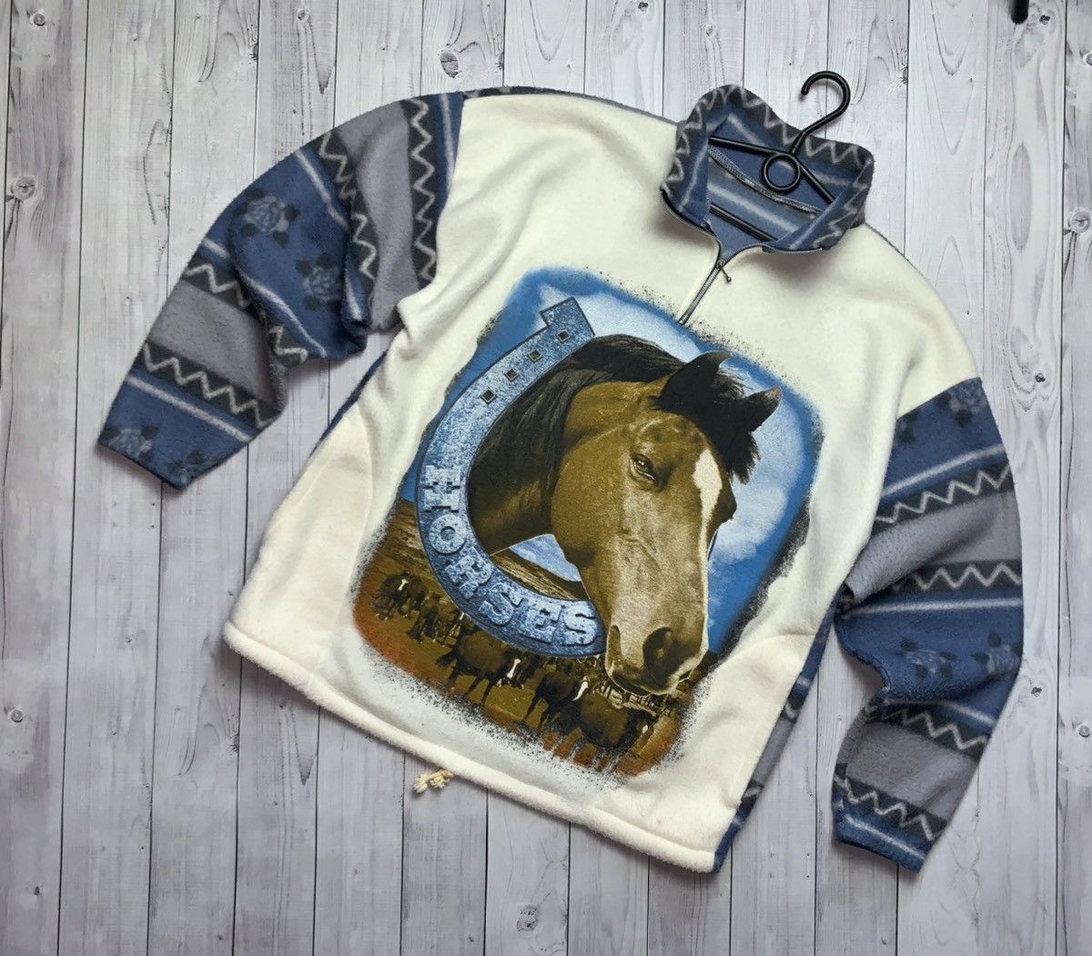 Vintage Vintage Fleece jacket Horse Wolf big logo rare Size US M / EU 48-50 / 2 - 1 Thumbnail