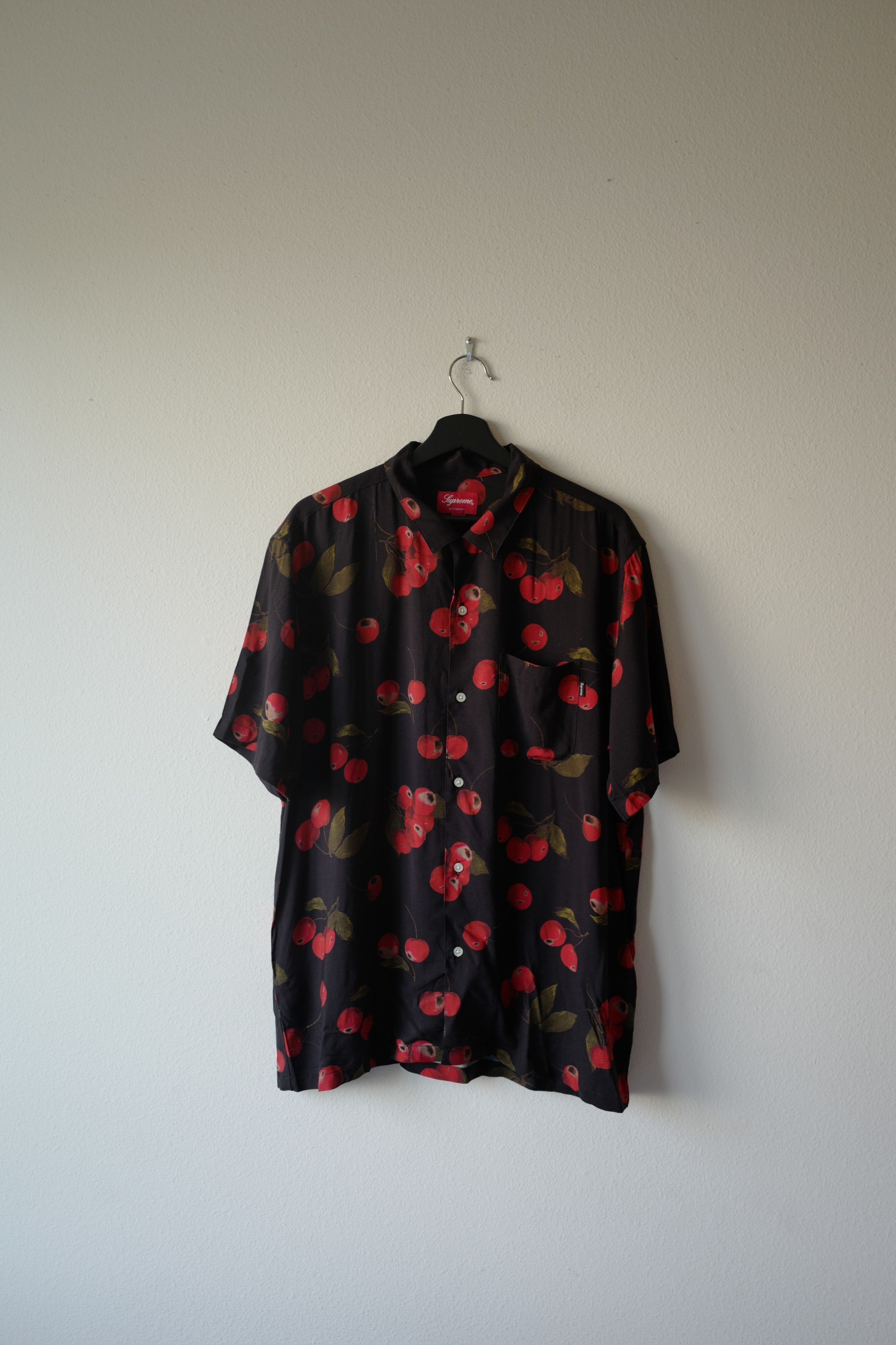 image of Supreme Cherry Rayon Shirt in Black, Men's (Size XL)