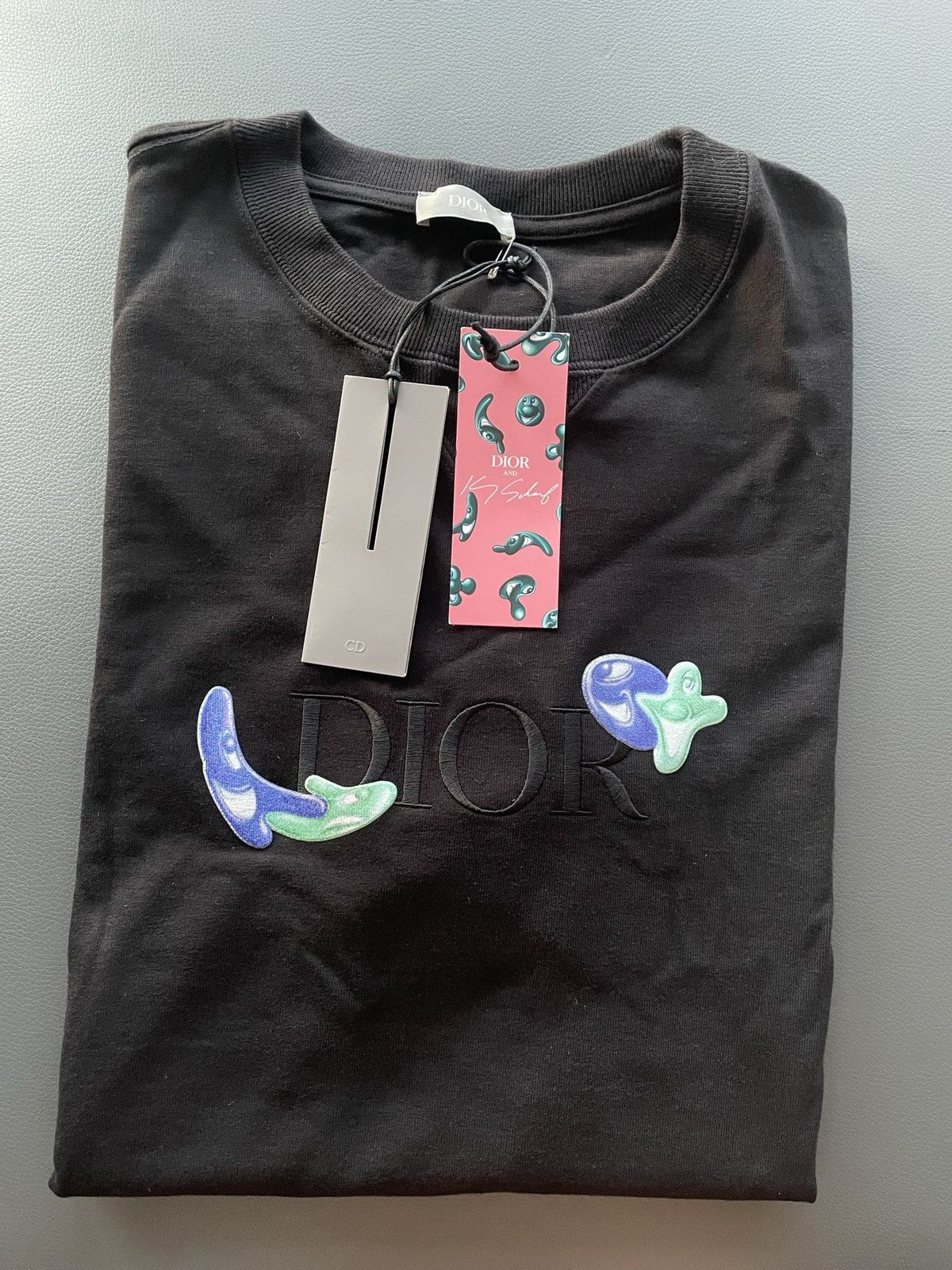 Image of Super Runway Limited Edition Dior X Kenny Scharf Logo Tee in Black, Men's (Size XL)