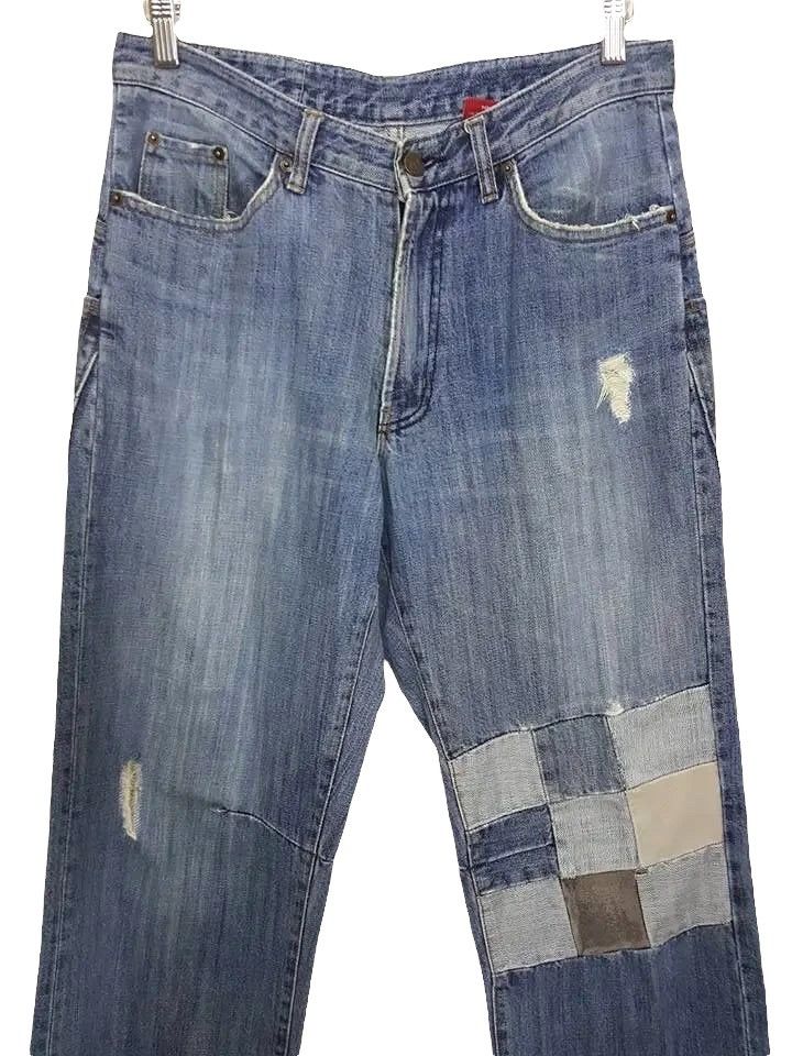 Designer × Japanese Brand Rapanui Distressed Patchwork Style Denim Jeans Pants Size US 30 / EU 46 - 2 Thumbnail