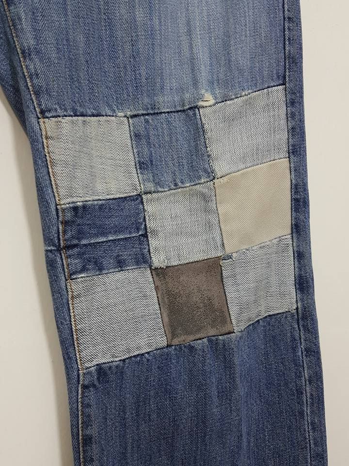 Designer × Japanese Brand Rapanui Distressed Patchwork Style Denim Jeans Pants Size US 30 / EU 46 - 8 Thumbnail