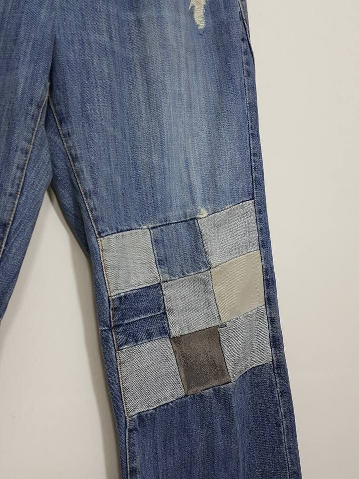 Designer × Japanese Brand Rapanui Distressed Patchwork Style Denim Jeans Pants Size US 30 / EU 46 - 7 Thumbnail