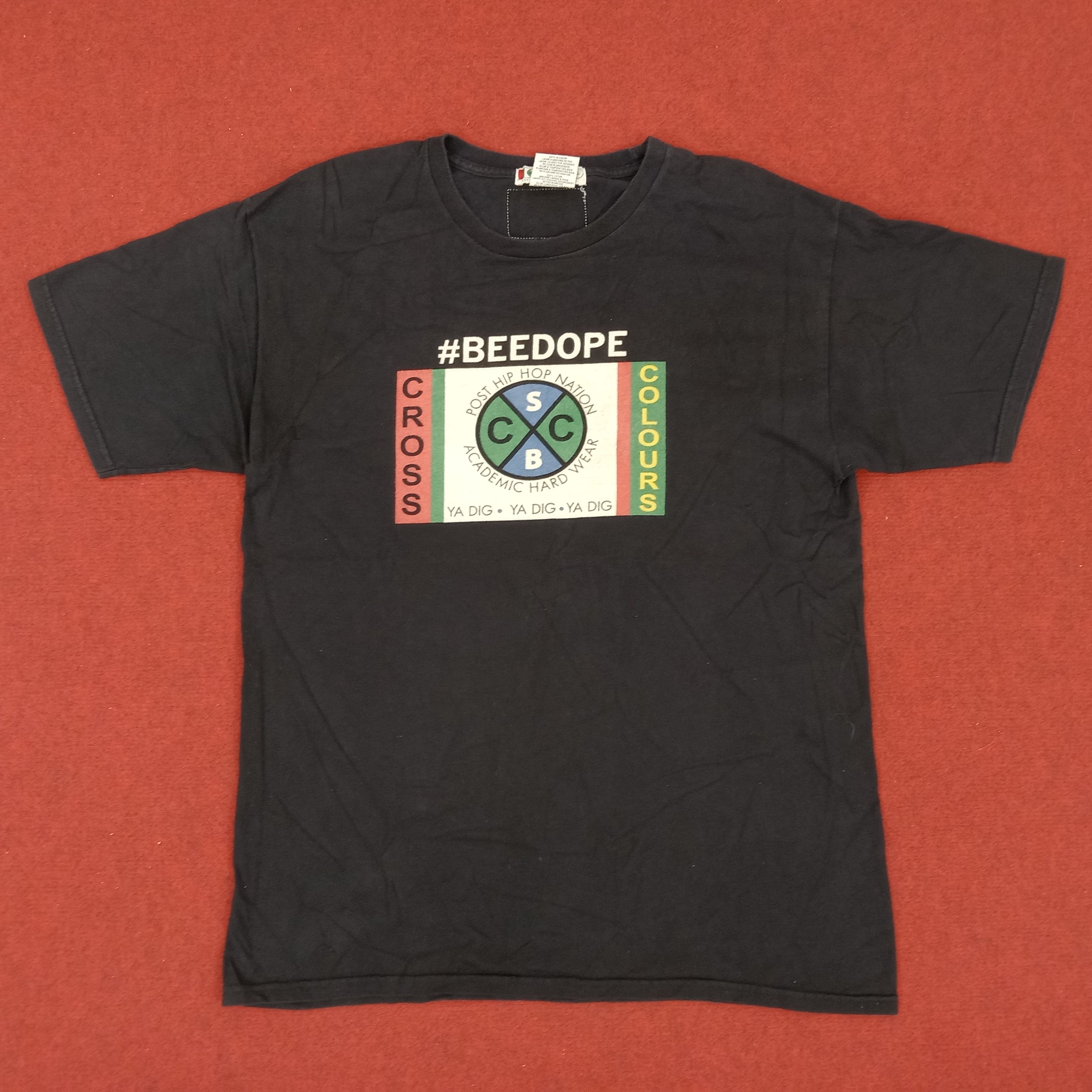 image of Cross Colours x Vintage Cross Colour Hip Hop Streetwear Style Center Design Tshirt in Black (Size L