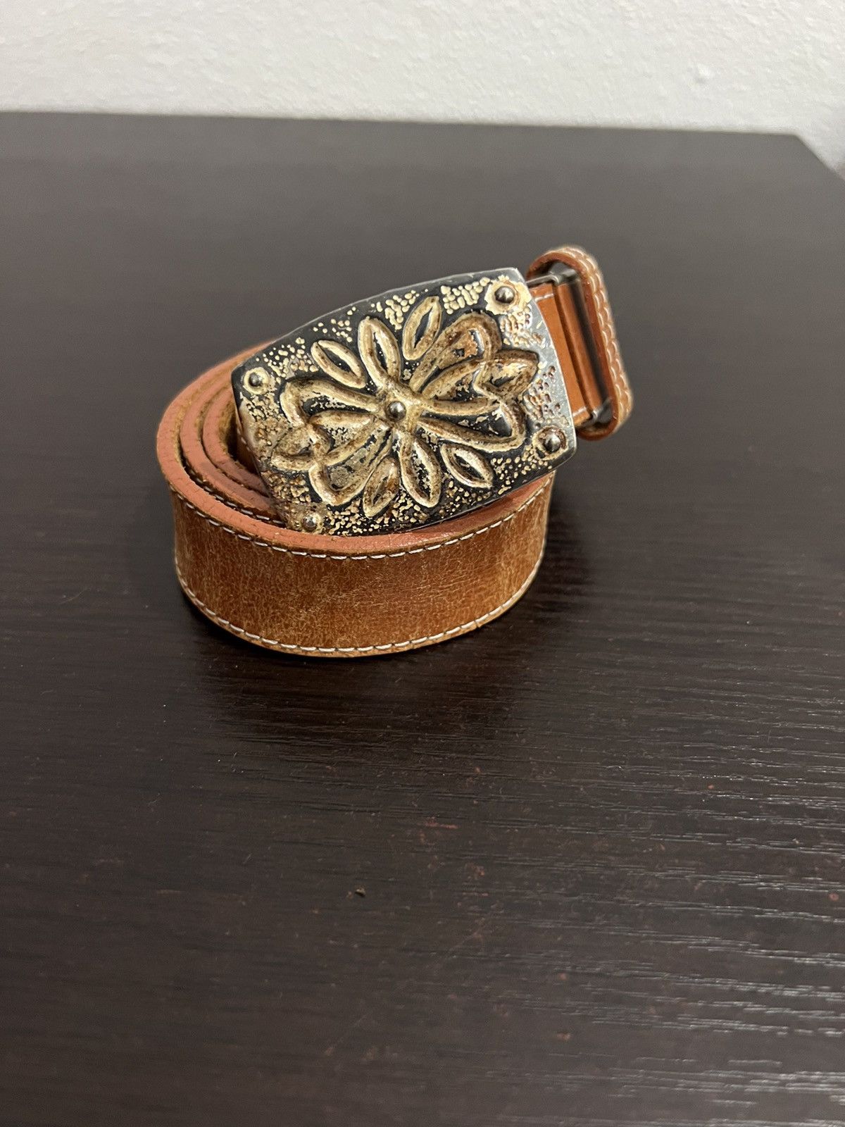 Leather Vintage Buckle Belt Size ONE SIZE - 4 Thumbnail