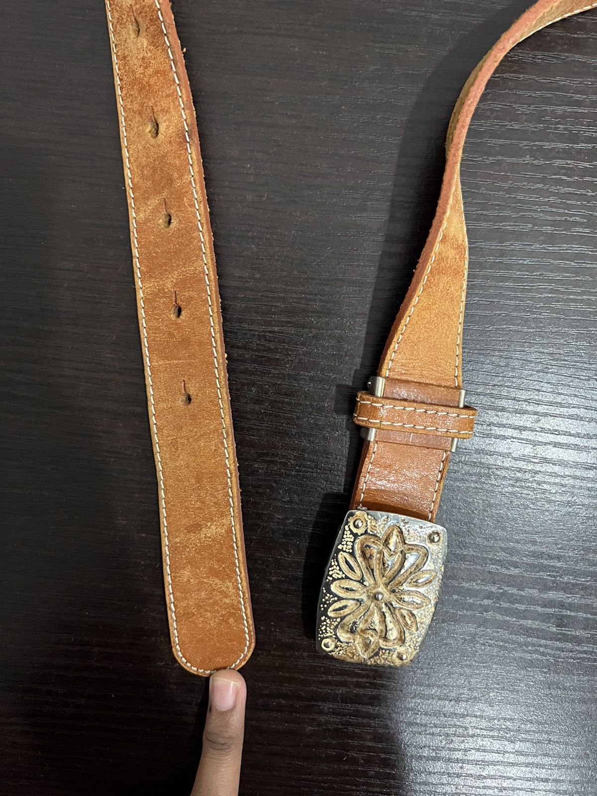 Leather Vintage Buckle Belt Size ONE SIZE - 7 Thumbnail