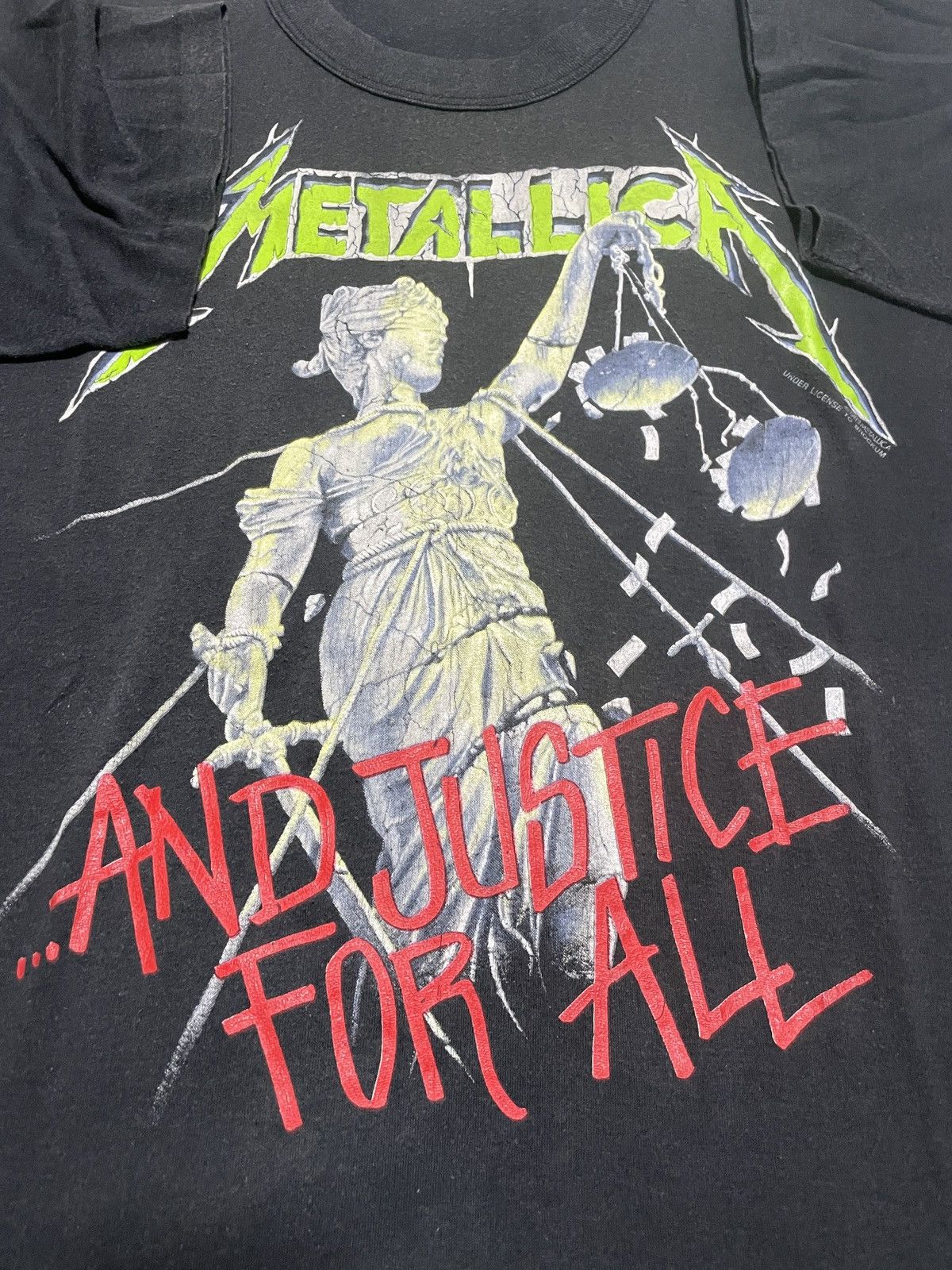 image of Band Tees x Metallica Vintage Metallica Tour And Justice For All Big Four Anthrax in Black (Size La