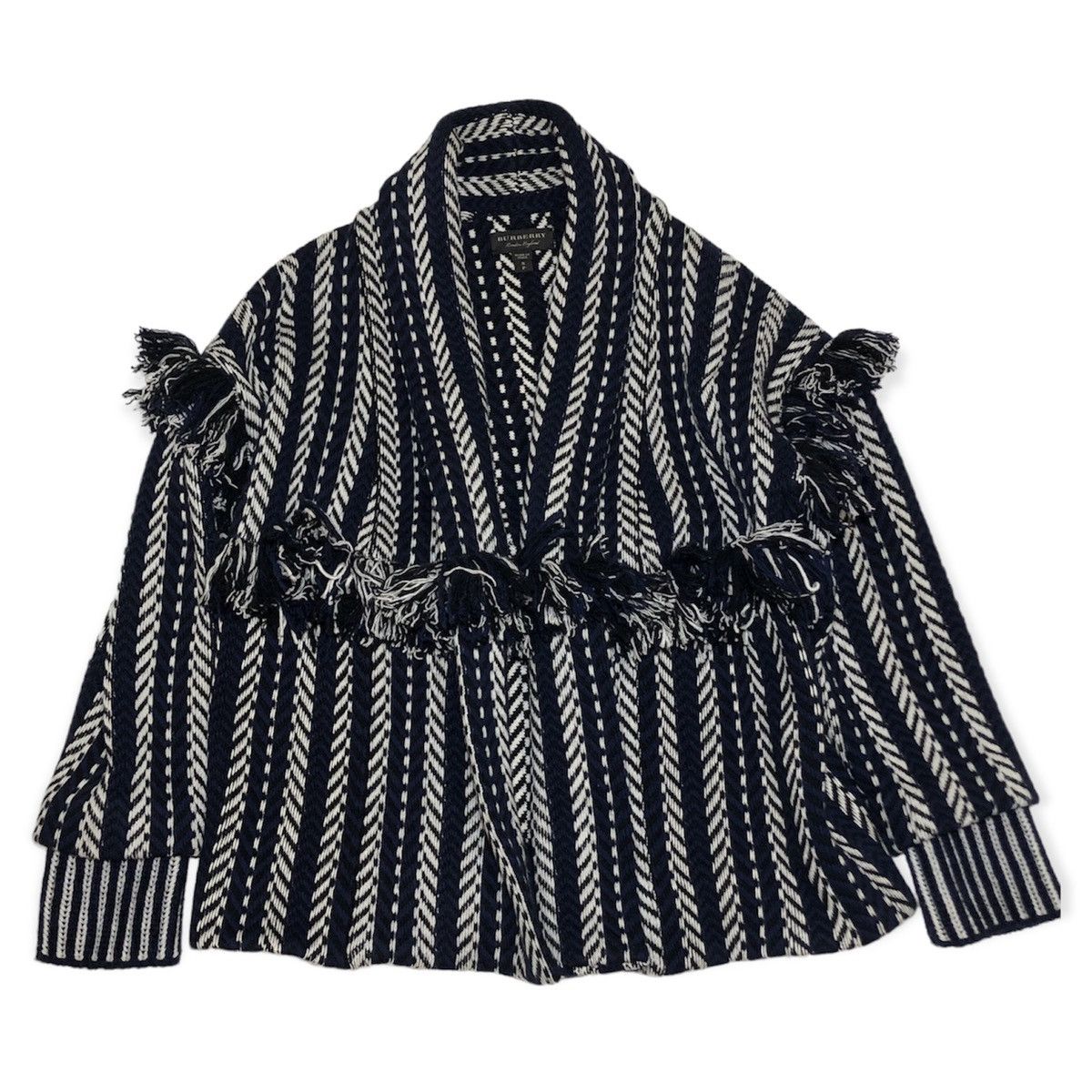 Burberry Burberry Prorsum Fringed Jacquard Herringbone Blanket Jacket Size S / US 4 / IT 40 - 1 Thumbnail