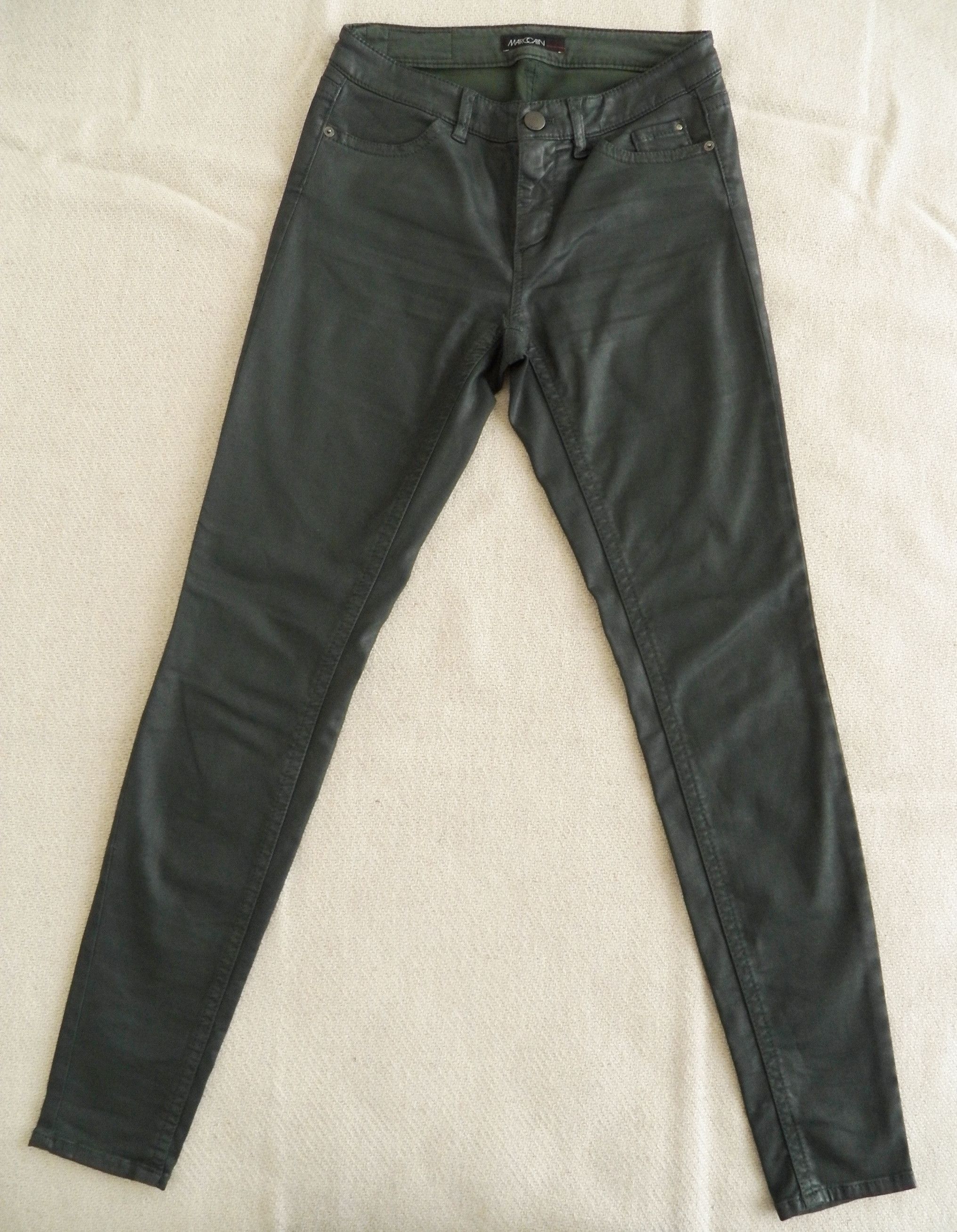 Marc Cain Jeans N2 Dark Green Coated Finish Skinny Mid Rise