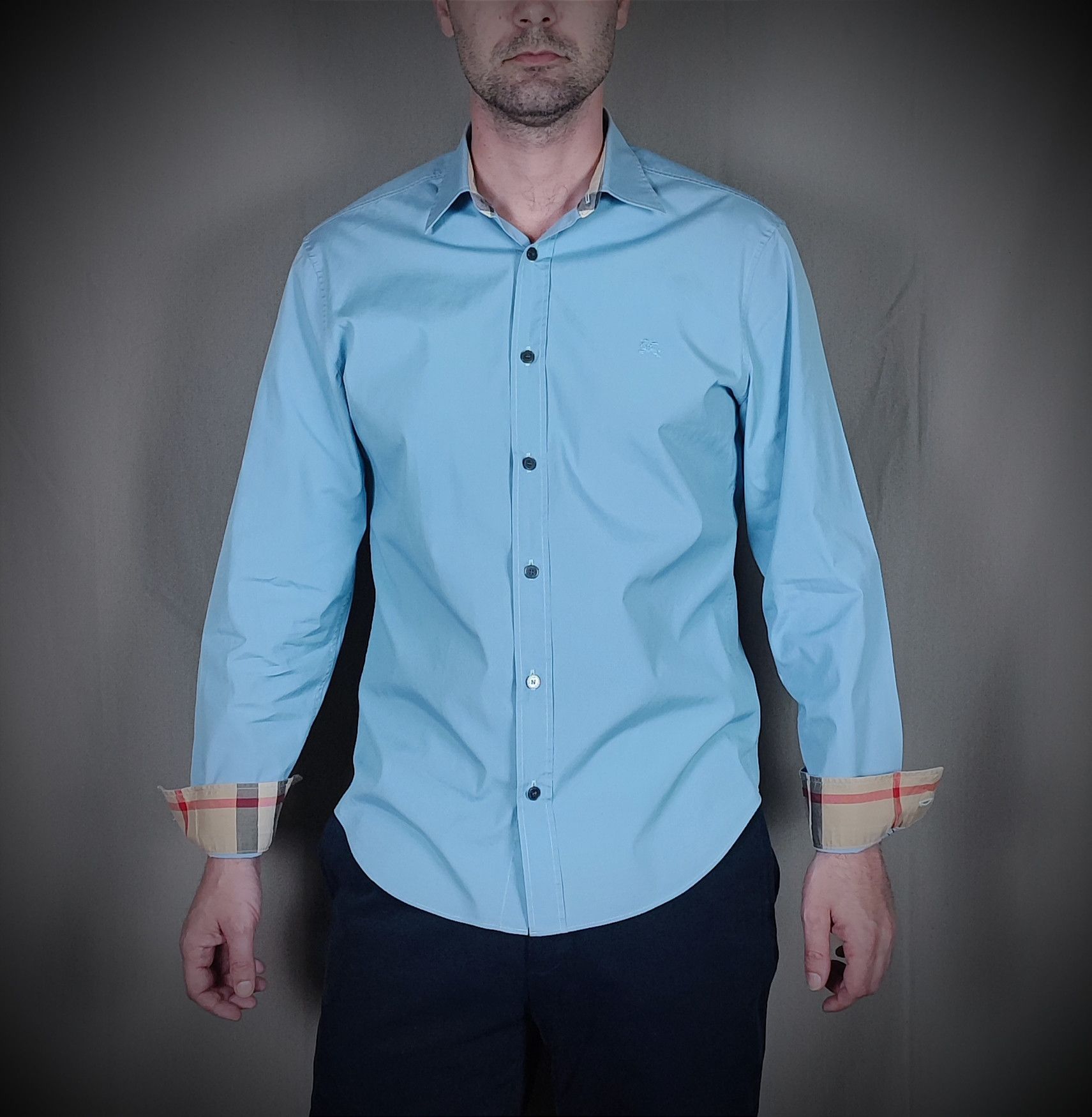 image of Burberry Shirt in Electric Blue, Men's (Size Small)