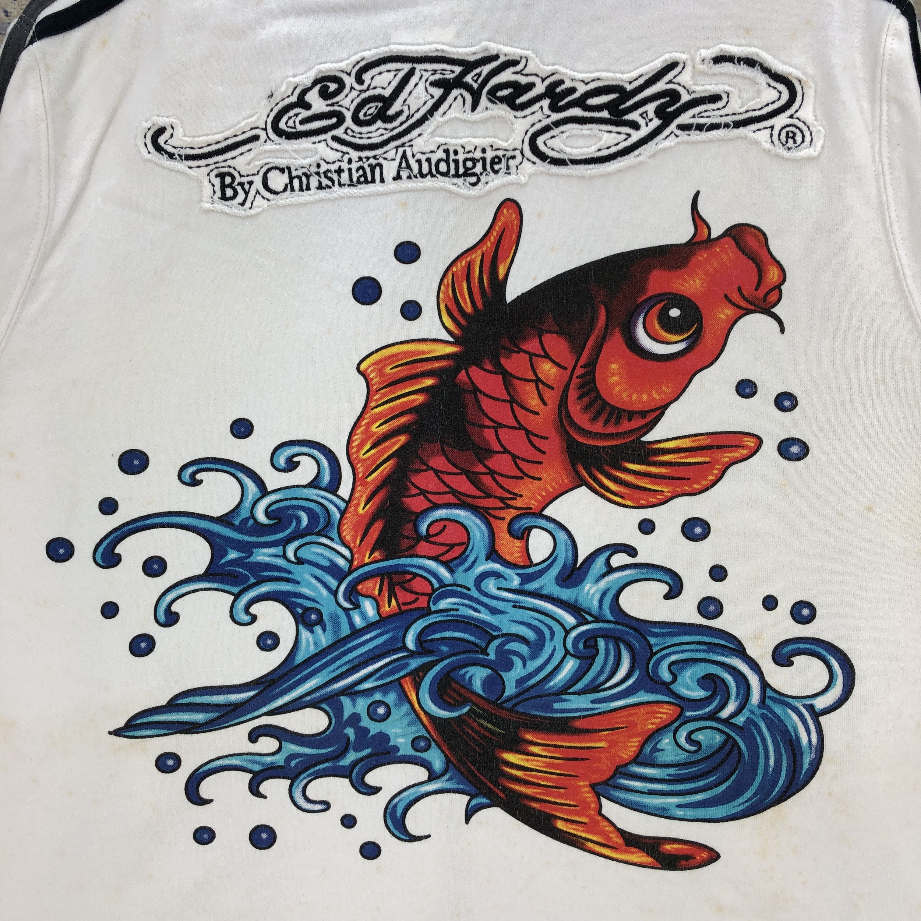 Christian Audigier × Ed Hardy × Vintage Ed Hardy Sweater Koi Fish Sukajan Ed Hardy Sweater Size US XL / EU 56 / 4 - 4 Thumbnail