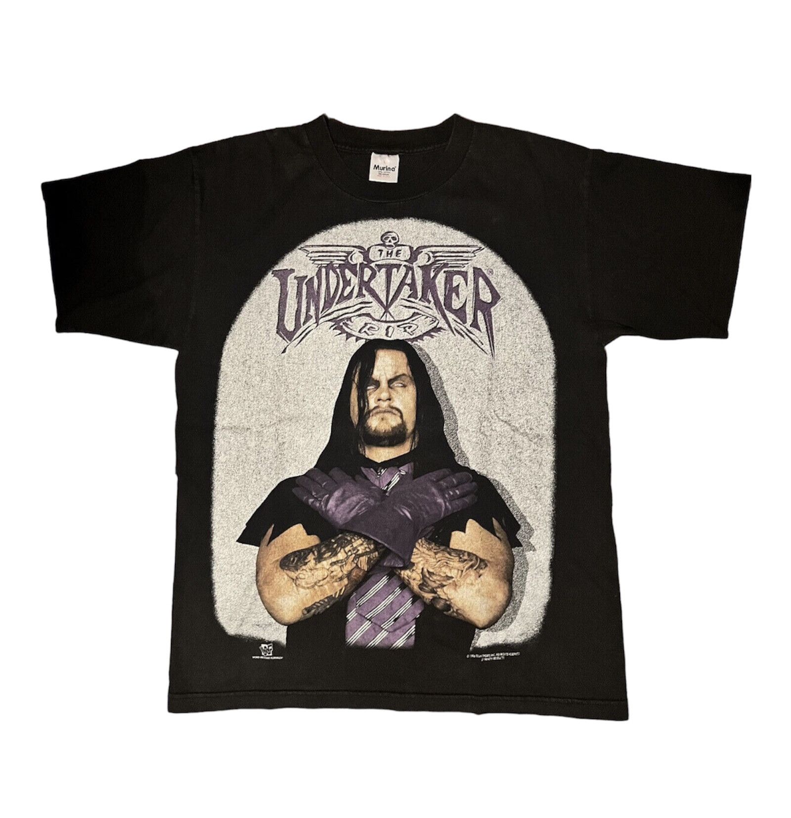 image of Vintage 1996 Wwf The Undertaker Tombstone Rip T-Shirt in Black, Men's (Size XL)