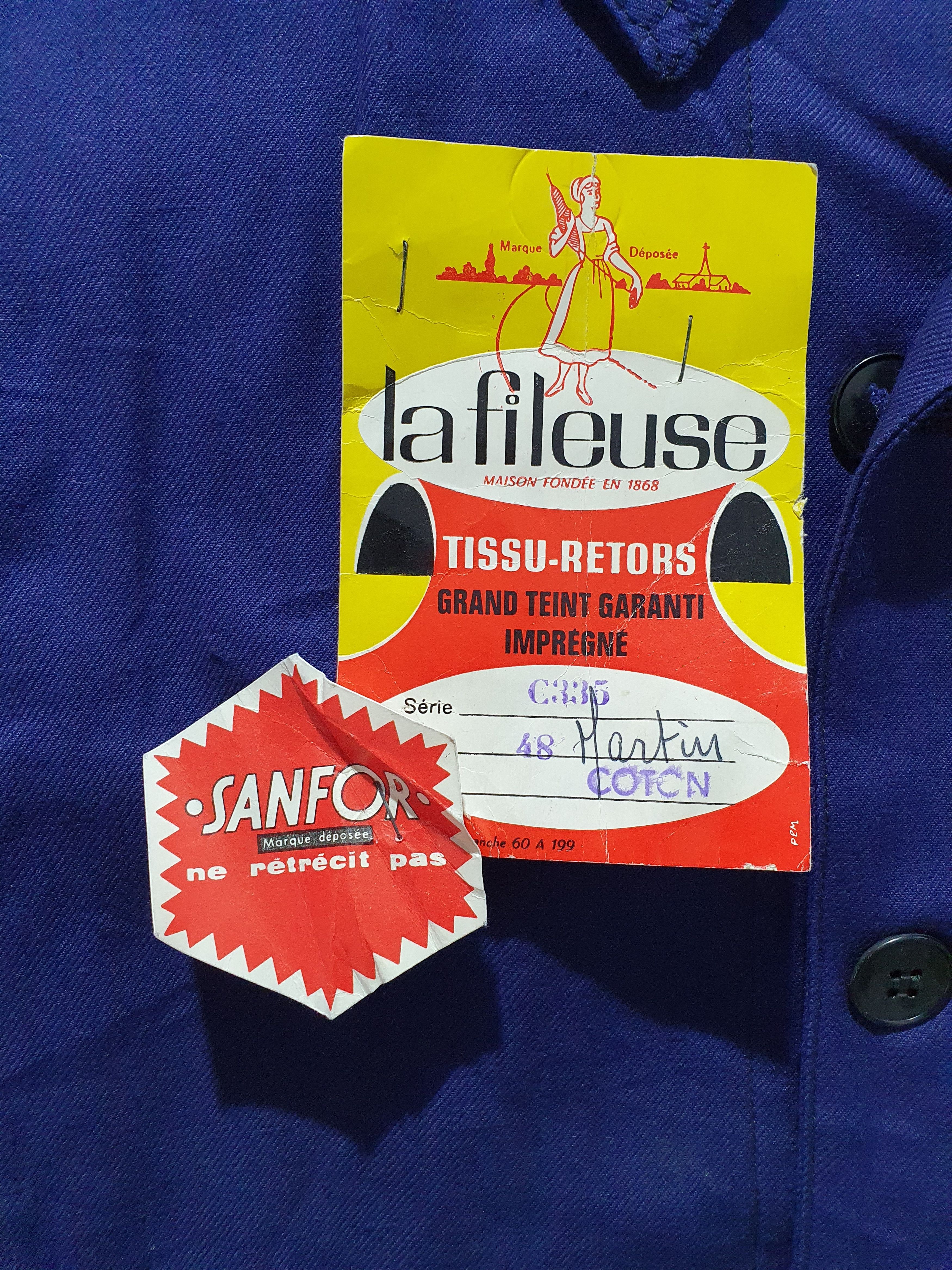 Le Laboureur × Vetra 60s Sanfor Workers French Vintage Chore Jacket DEAD STOCK Size US M / EU 48-50 / 2 - 9 Thumbnail