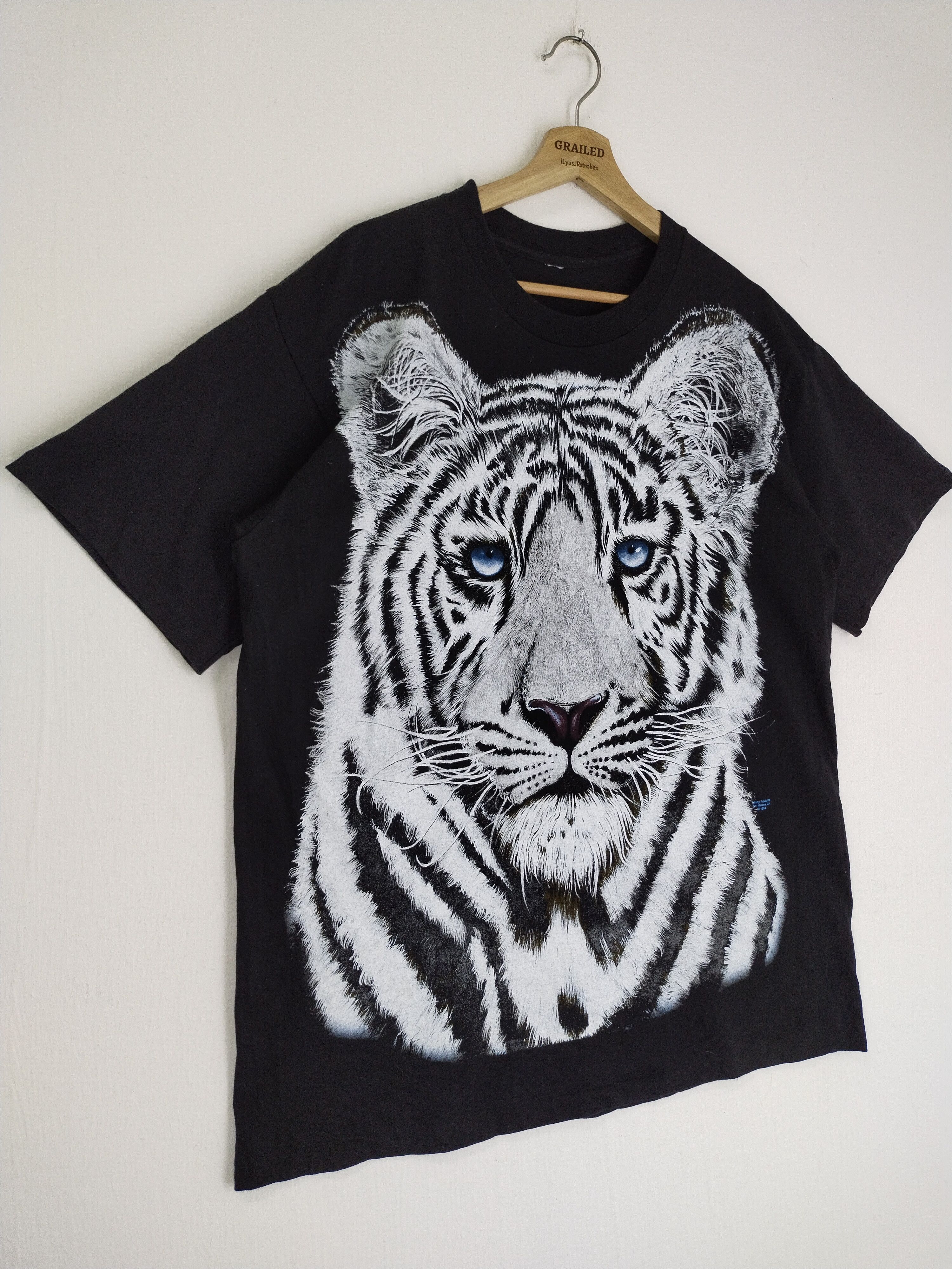 Vintage VINTAGE 90s WHITE TIGER BIG PRINT FRINITY PRODUCTS 1992 TEE Size US L / EU 52-54 / 3 - 2 Thumbnail