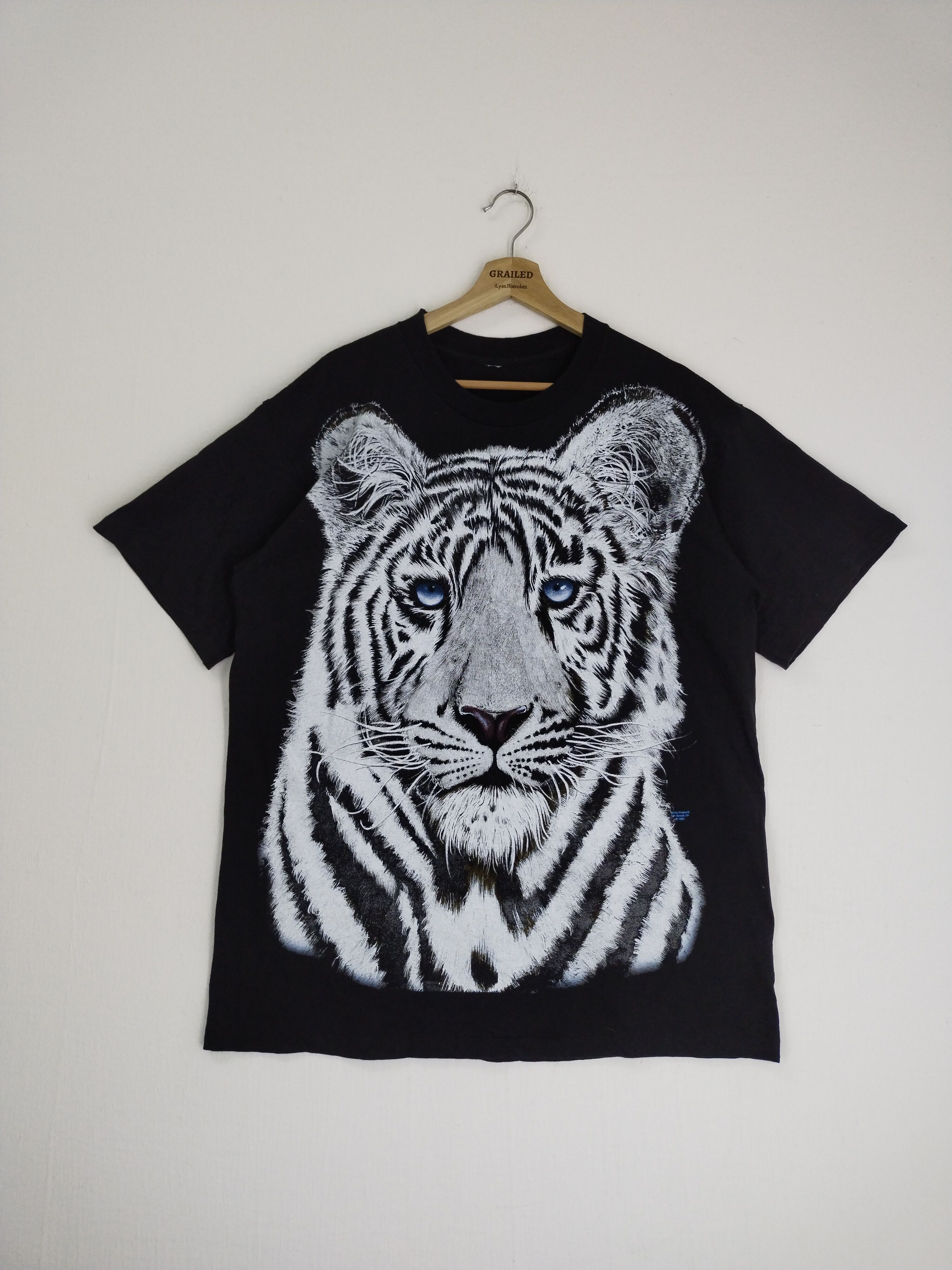Vintage VINTAGE 90s WHITE TIGER BIG PRINT FRINITY PRODUCTS 1992 TEE Size US L / EU 52-54 / 3 - 1 Thumbnail