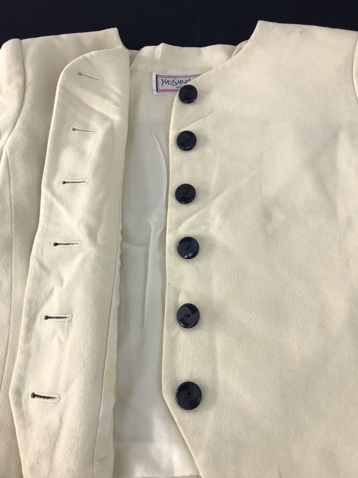 Vintage Yves Saint Laurent Diffusion Femme Crop Coat Jacket R381j Size M / US 6-8 / IT 42-44 - 3 Thumbnail