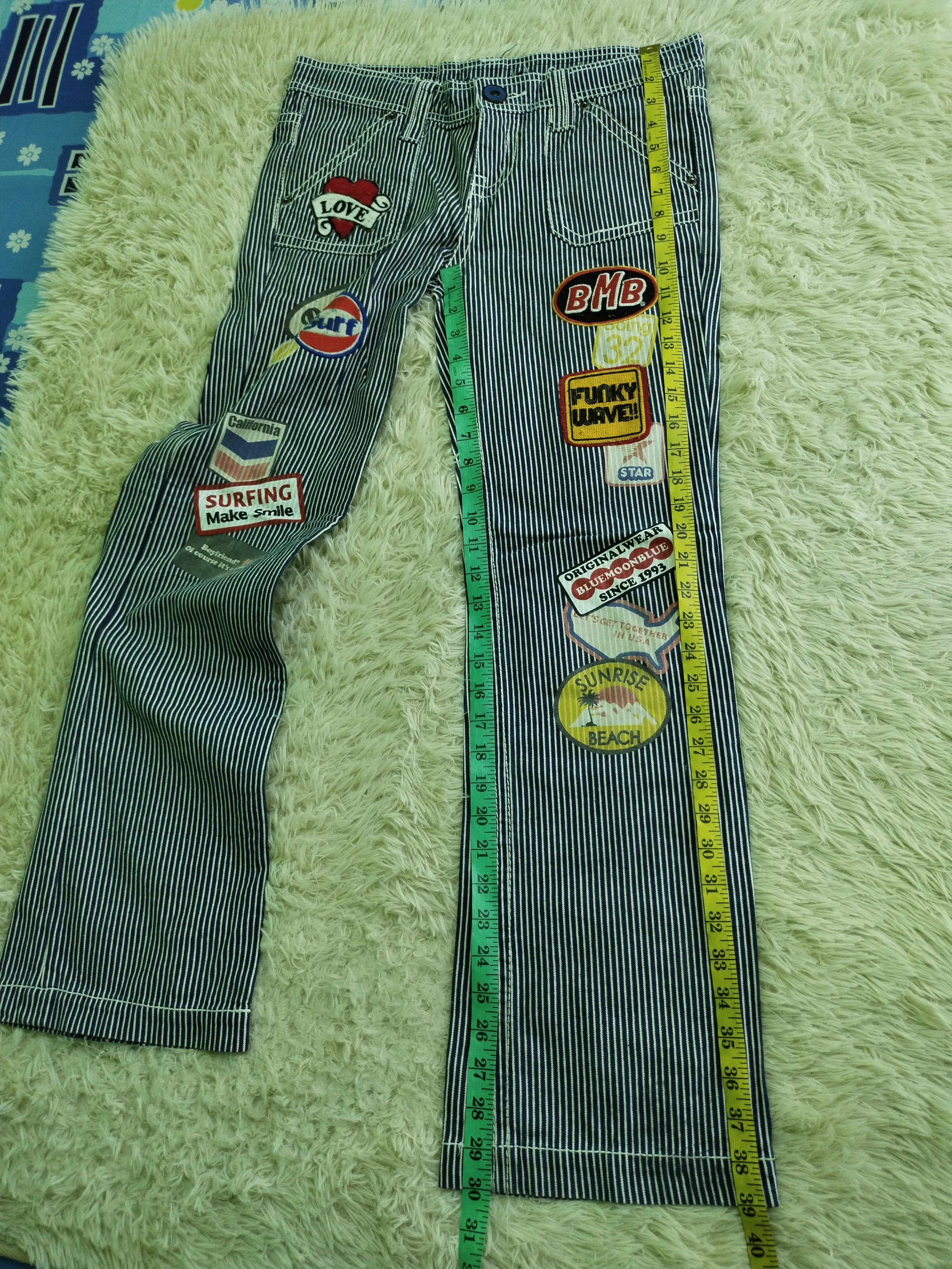 Japanese Brand Vintage Blue Moon Blue Patchwork Design Jeans Size US 33 - 18 Thumbnail