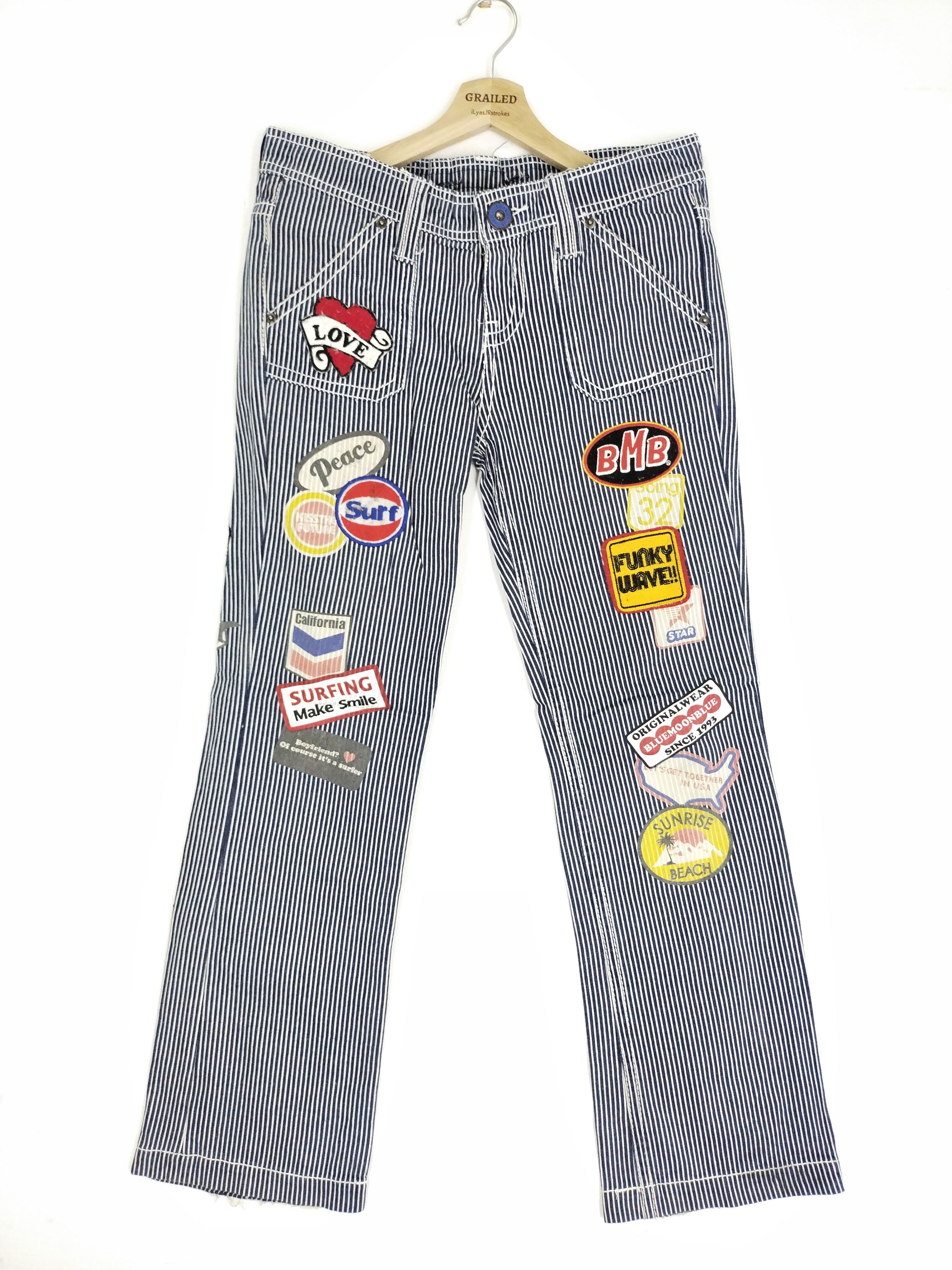 Japanese Brand Vintage Blue Moon Blue Patchwork Design Jeans Size US 33 - 1 Thumbnail
