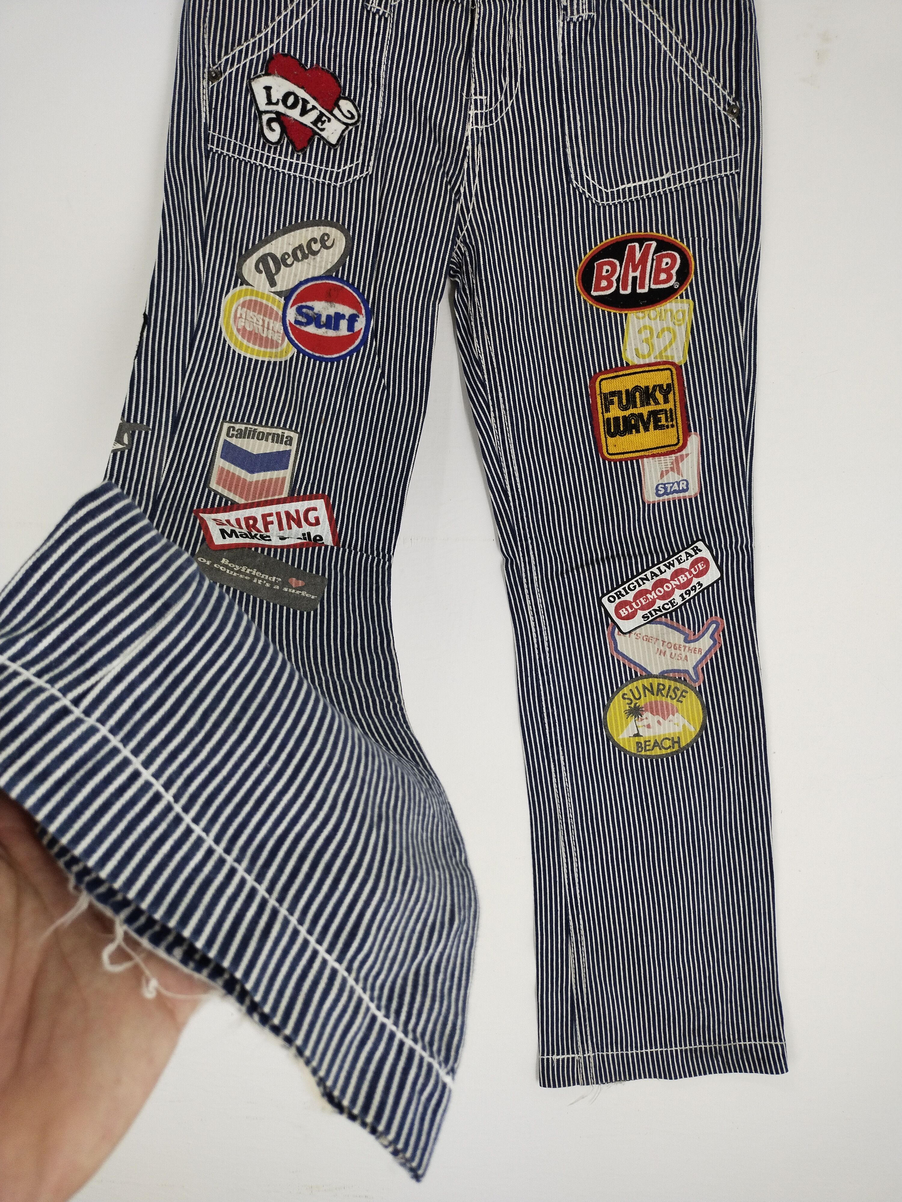 Japanese Brand Vintage Blue Moon Blue Patchwork Design Jeans Size US 33 - 9 Thumbnail